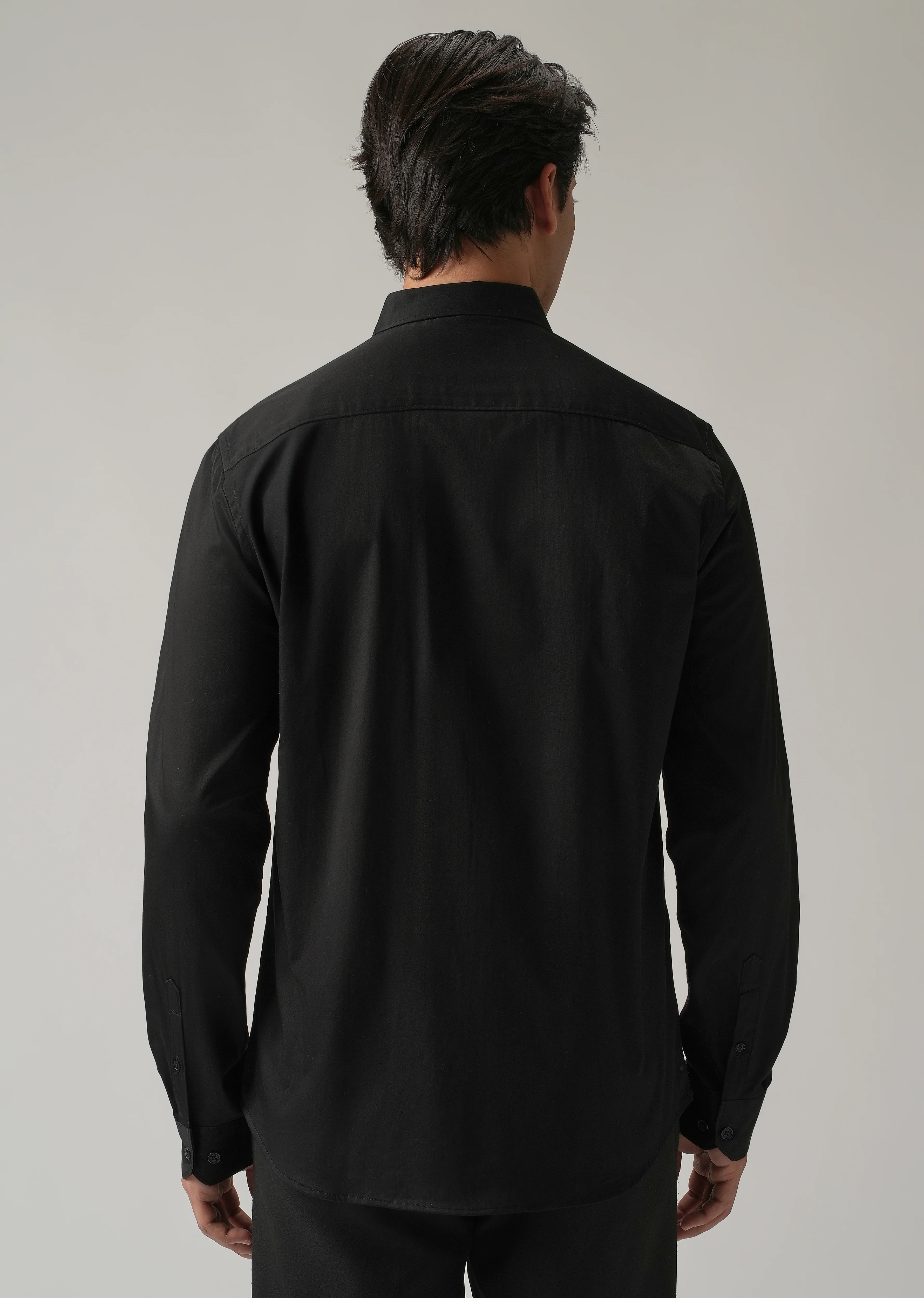 Embroidered Panel Black Designer Shirt - Image 2