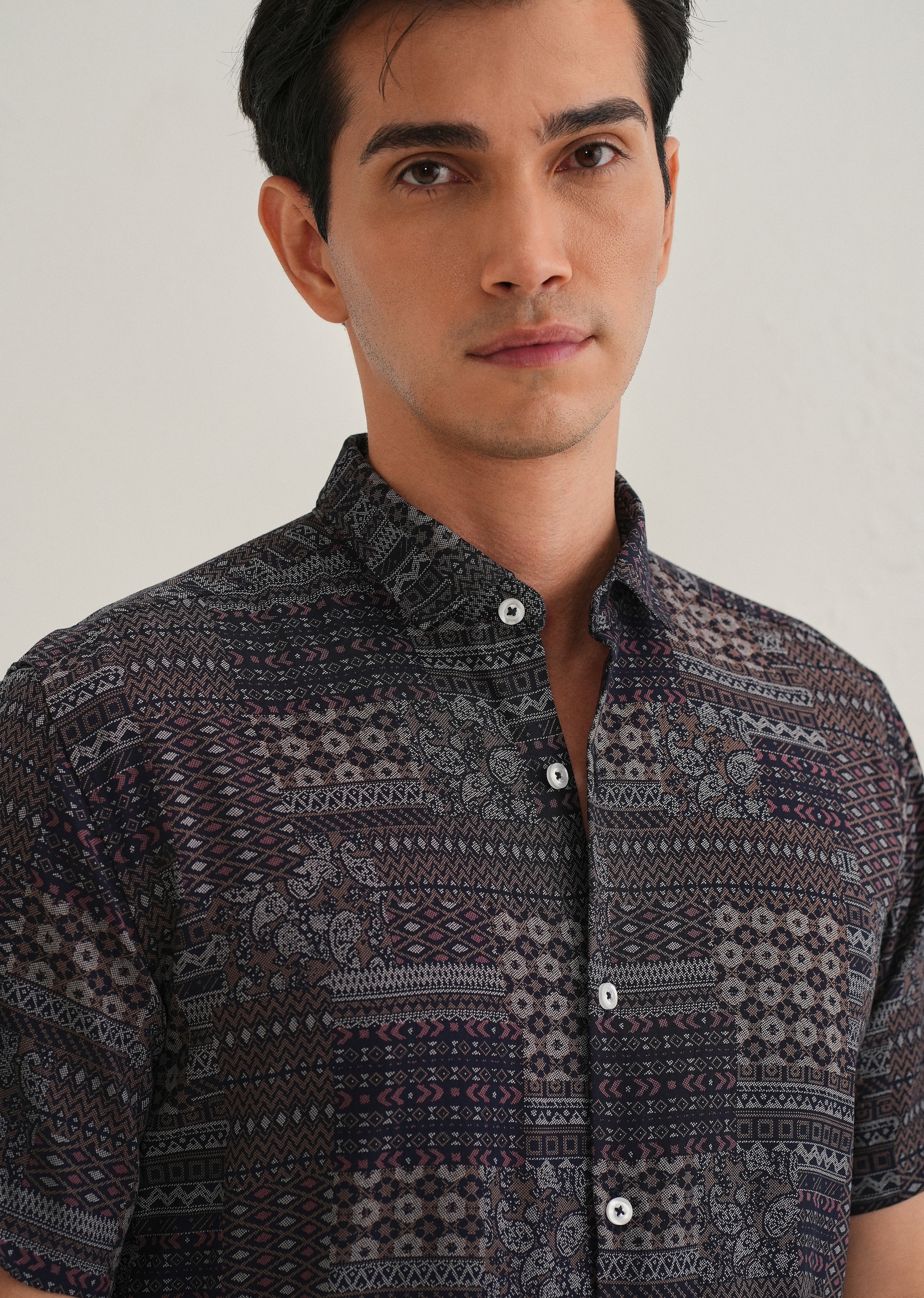 Ethnic Print Grey Shirt - Image 2