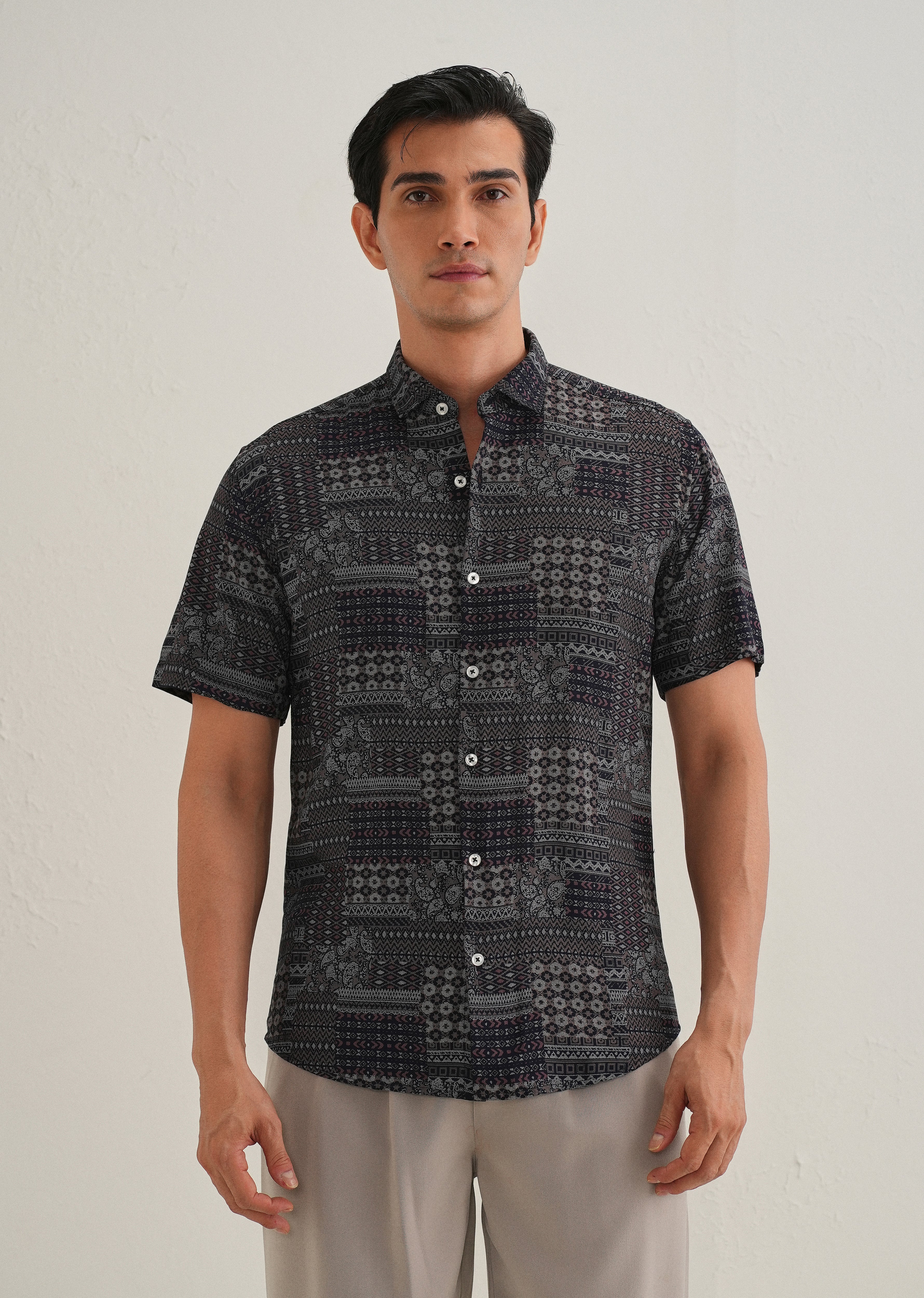 Ethnic Print Grey Shirt - Image 3