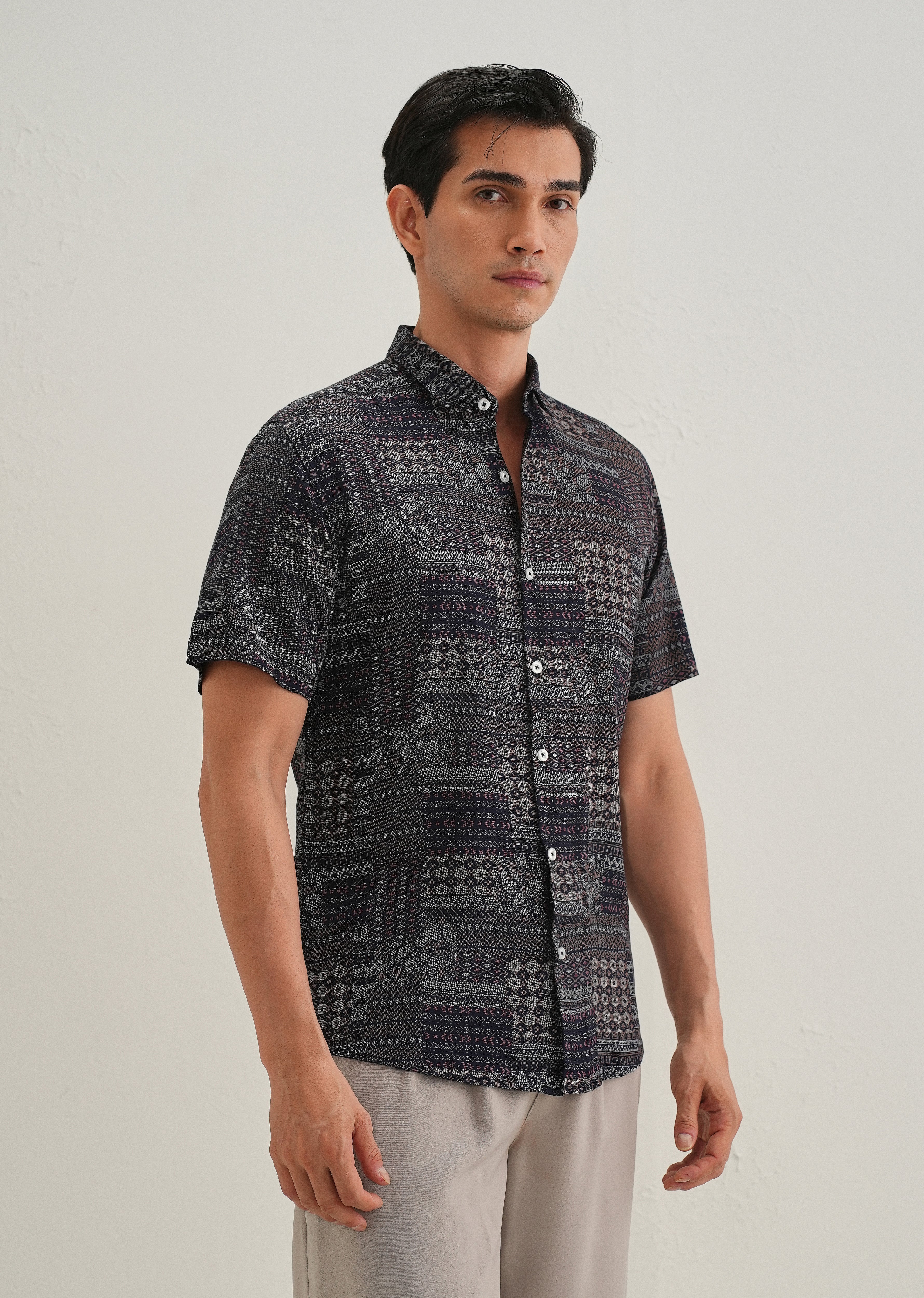 Ethnic Print Grey Shirt - Image 5