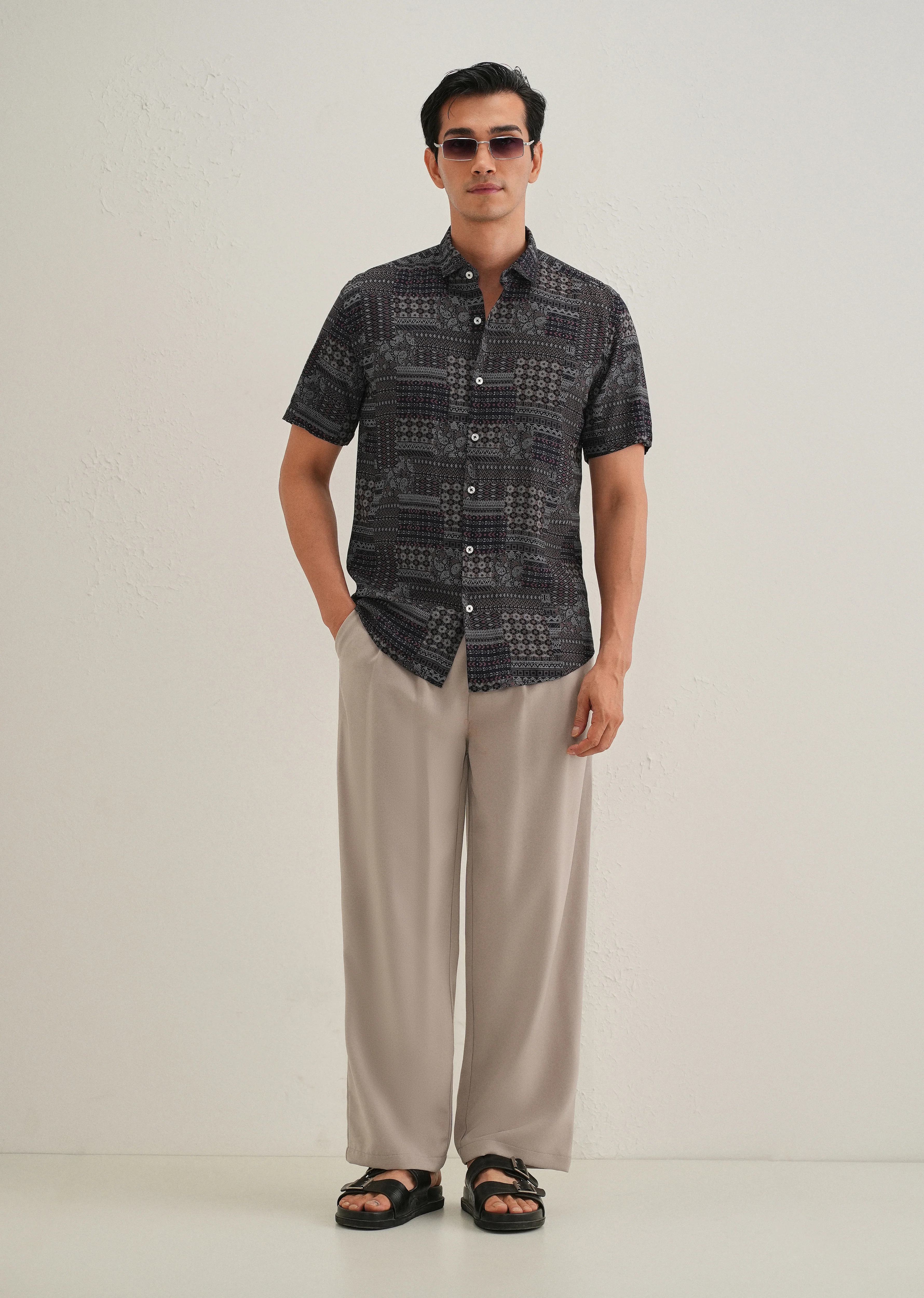 Ethnic Print Grey Shirt - Image 6