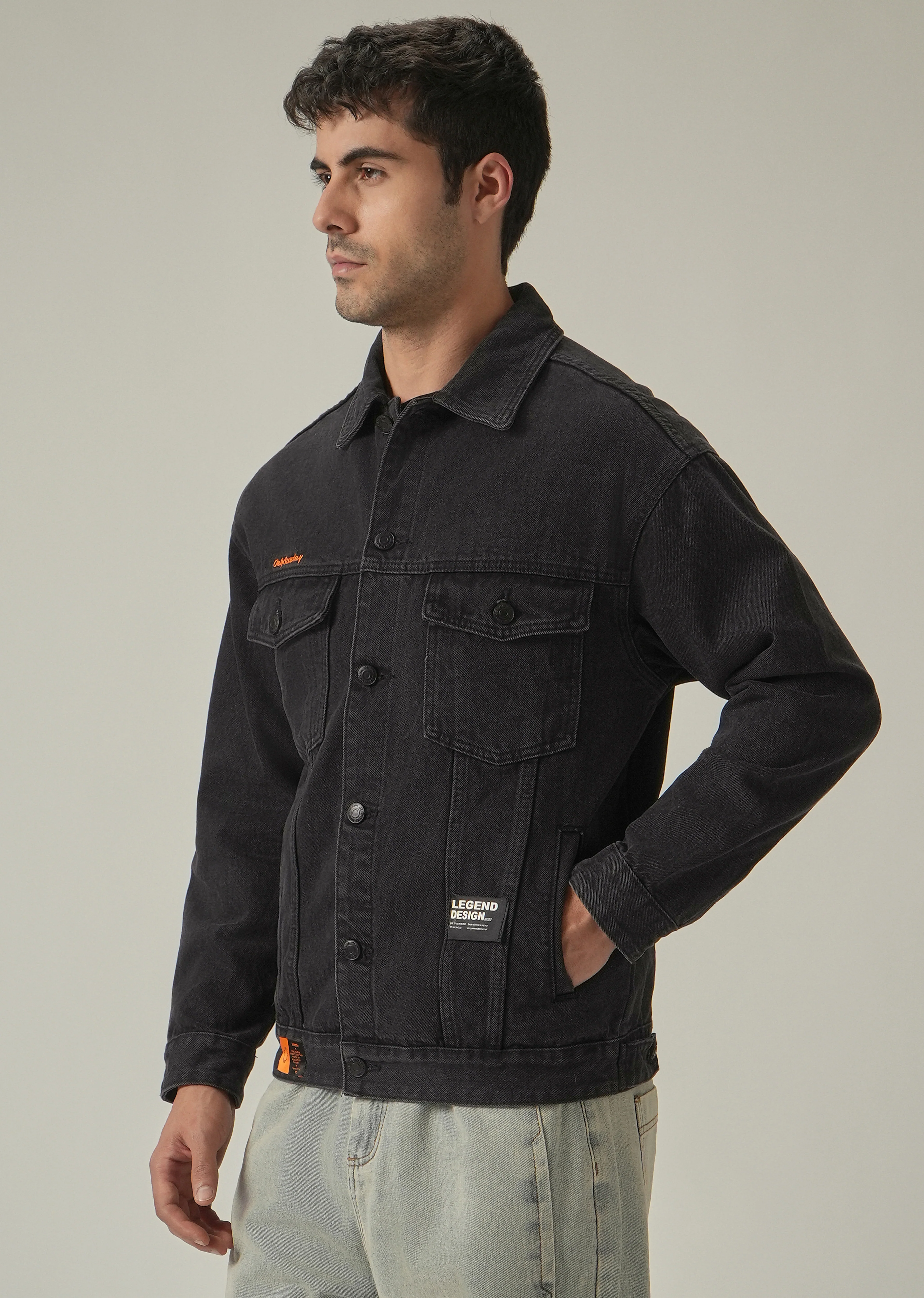 Faded Black Denim Jacket - Image 5