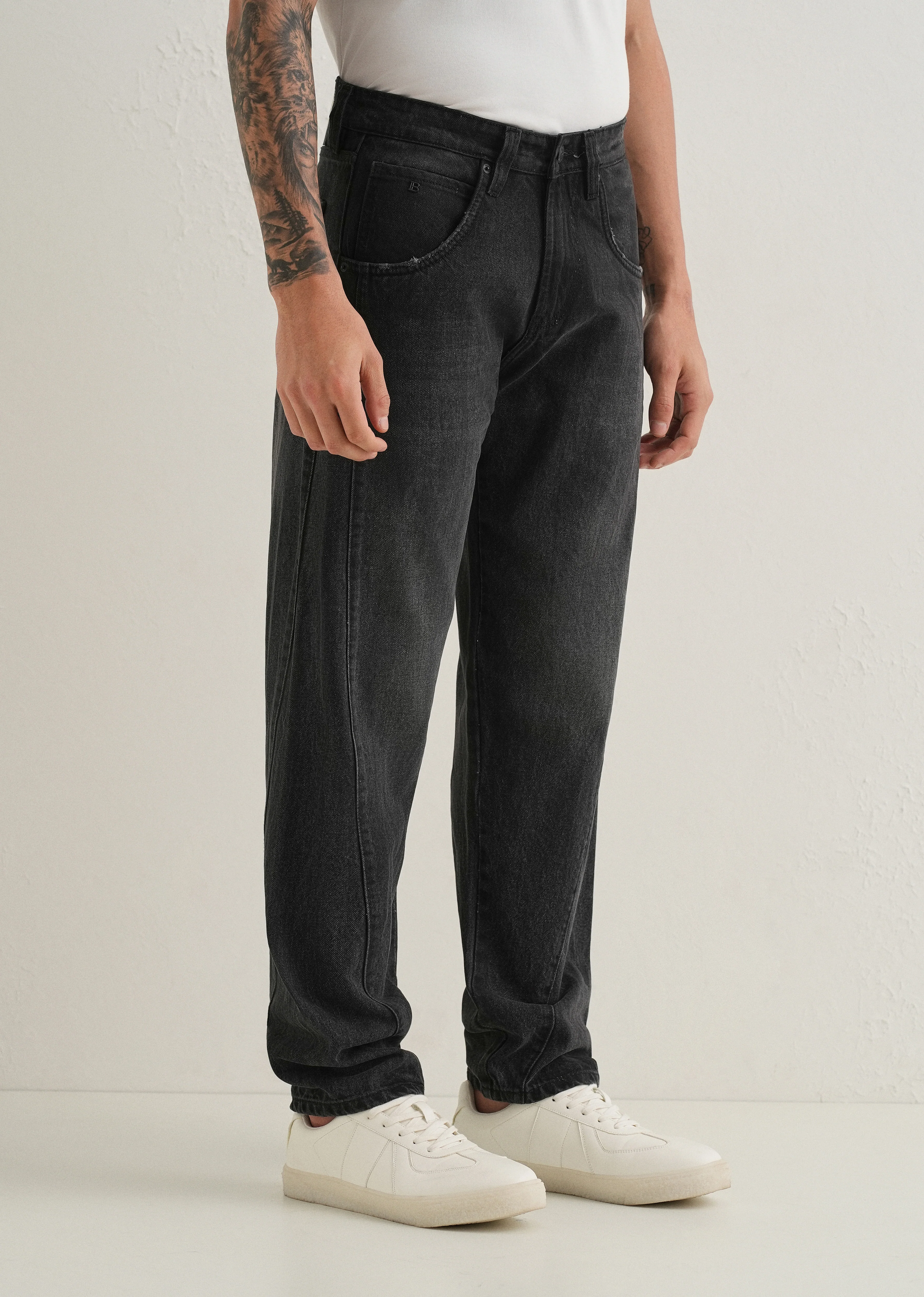 Faded Black Straight Fit Denim - Image 4
