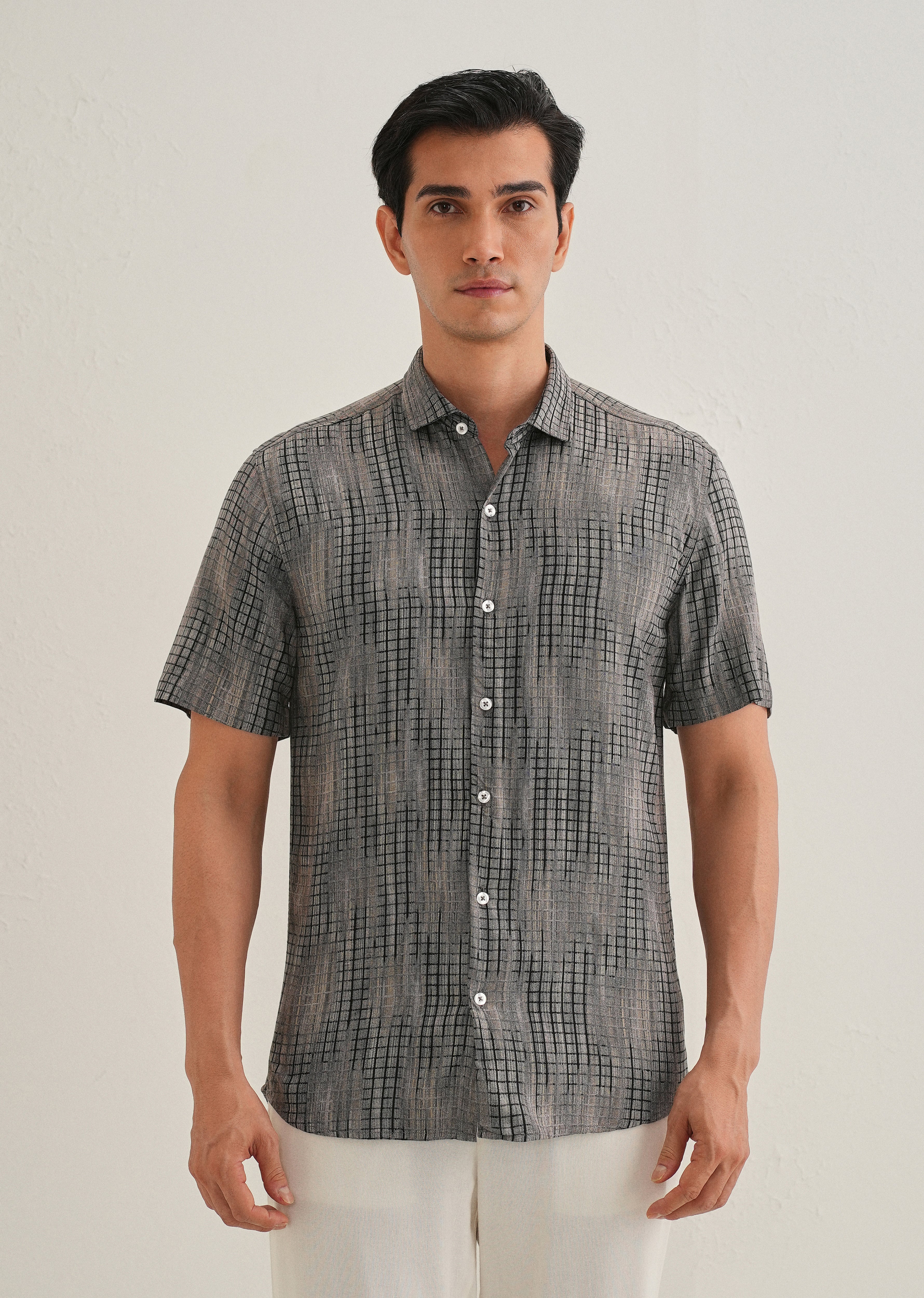 Faded Grey Stripe Print Shirt - Image 3