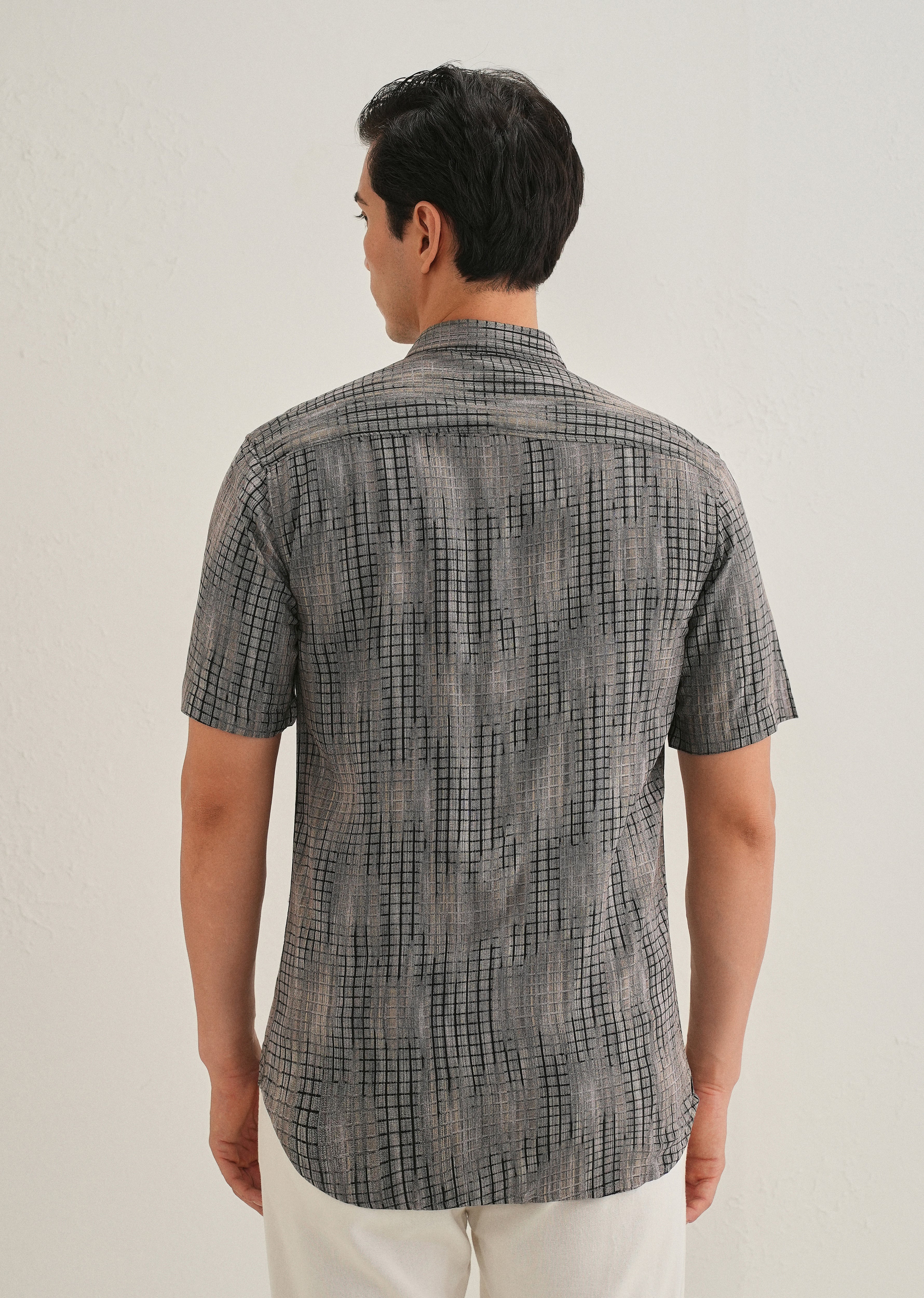 Faded Grey Stripe Print Shirt - Image 4