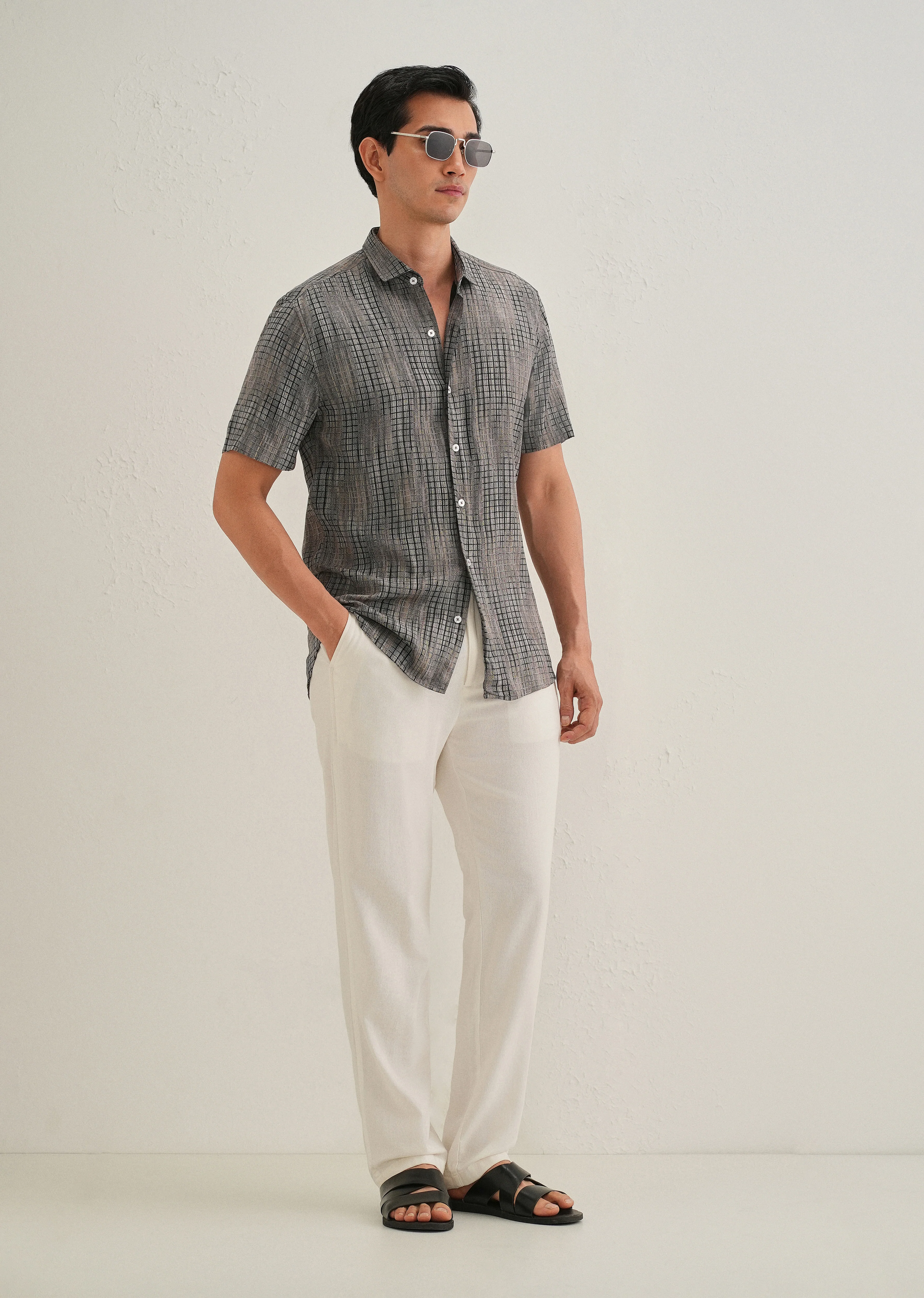 Faded Grey Stripe Print Shirt - Image 6