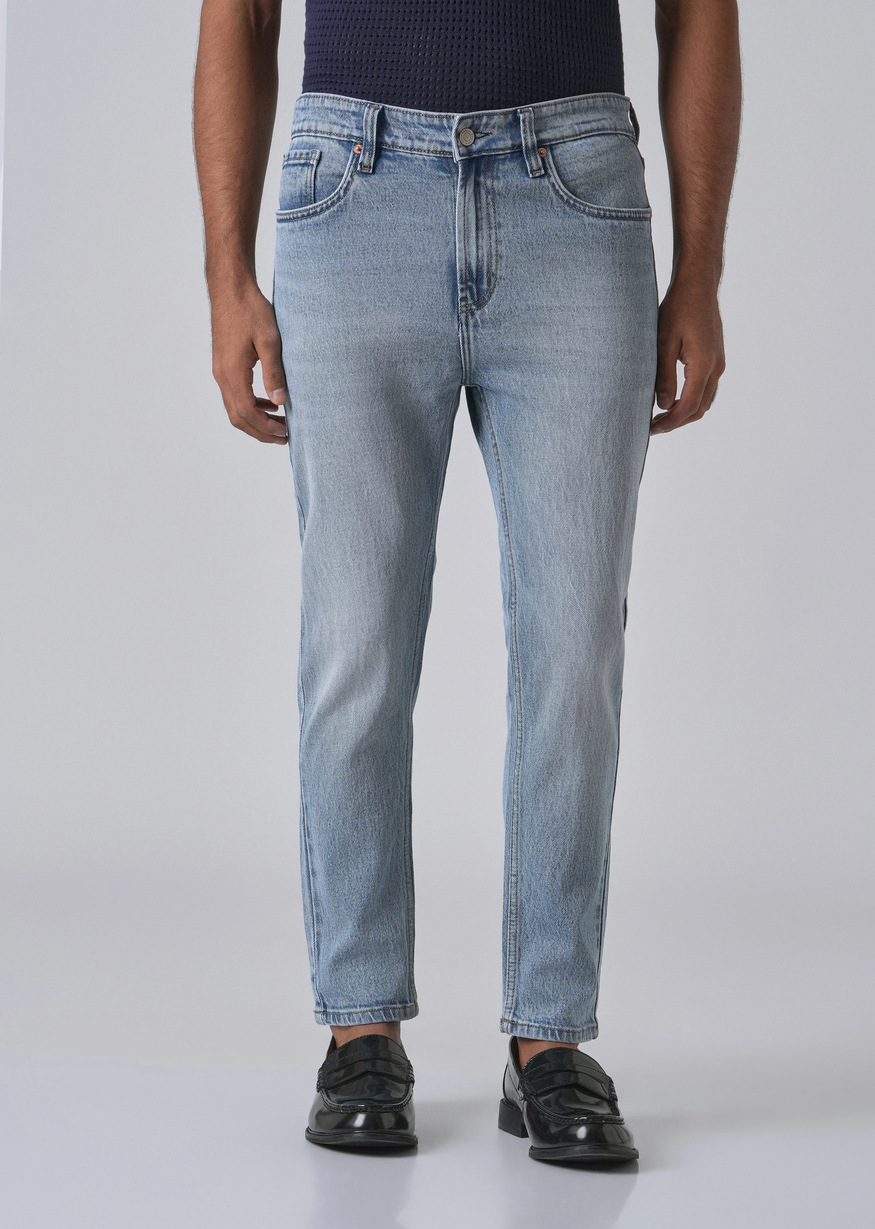 Faded Light Blue Carrot Fit Denim - Image 3