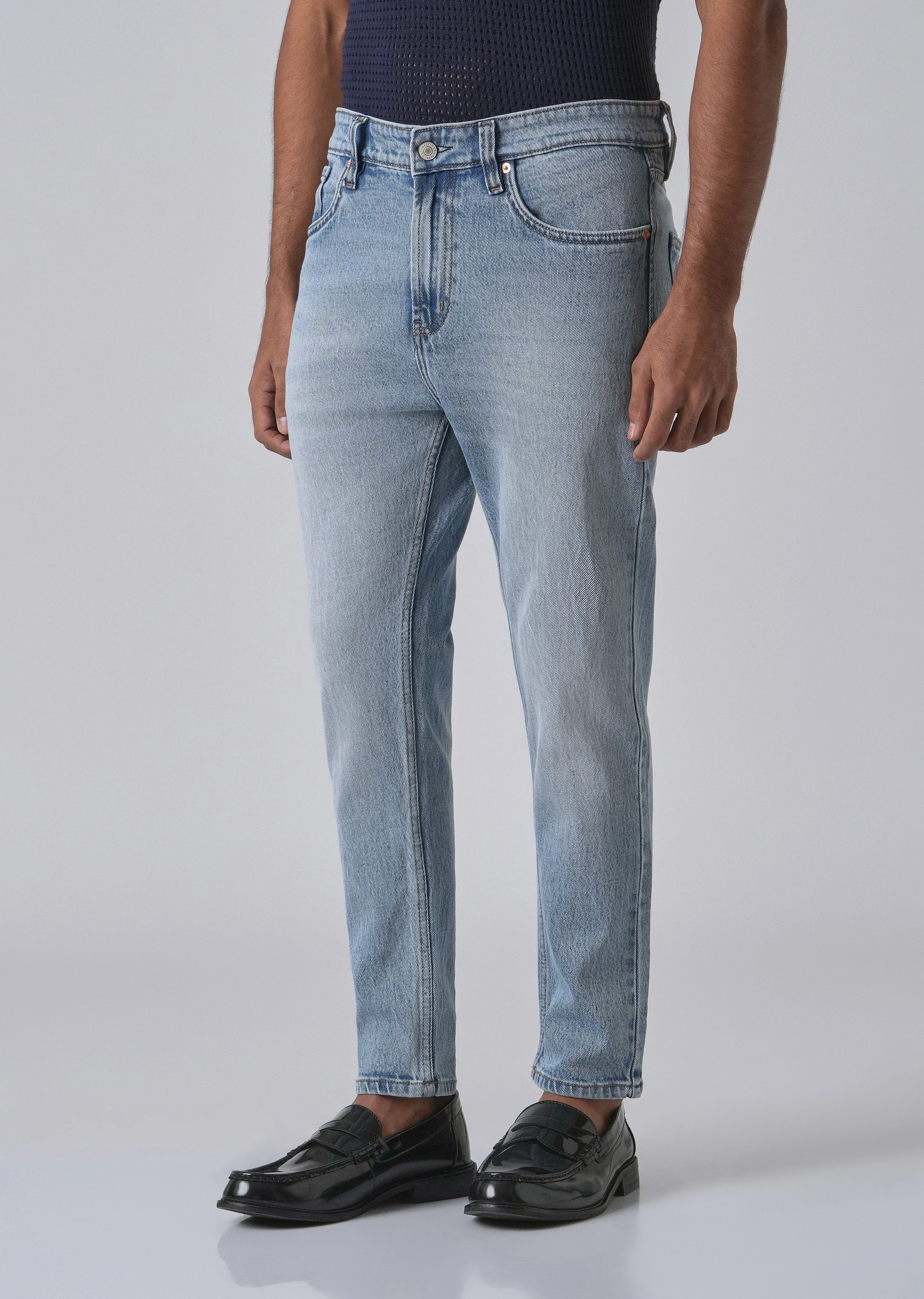 Faded Light Blue Carrot Fit Denim - Image 4