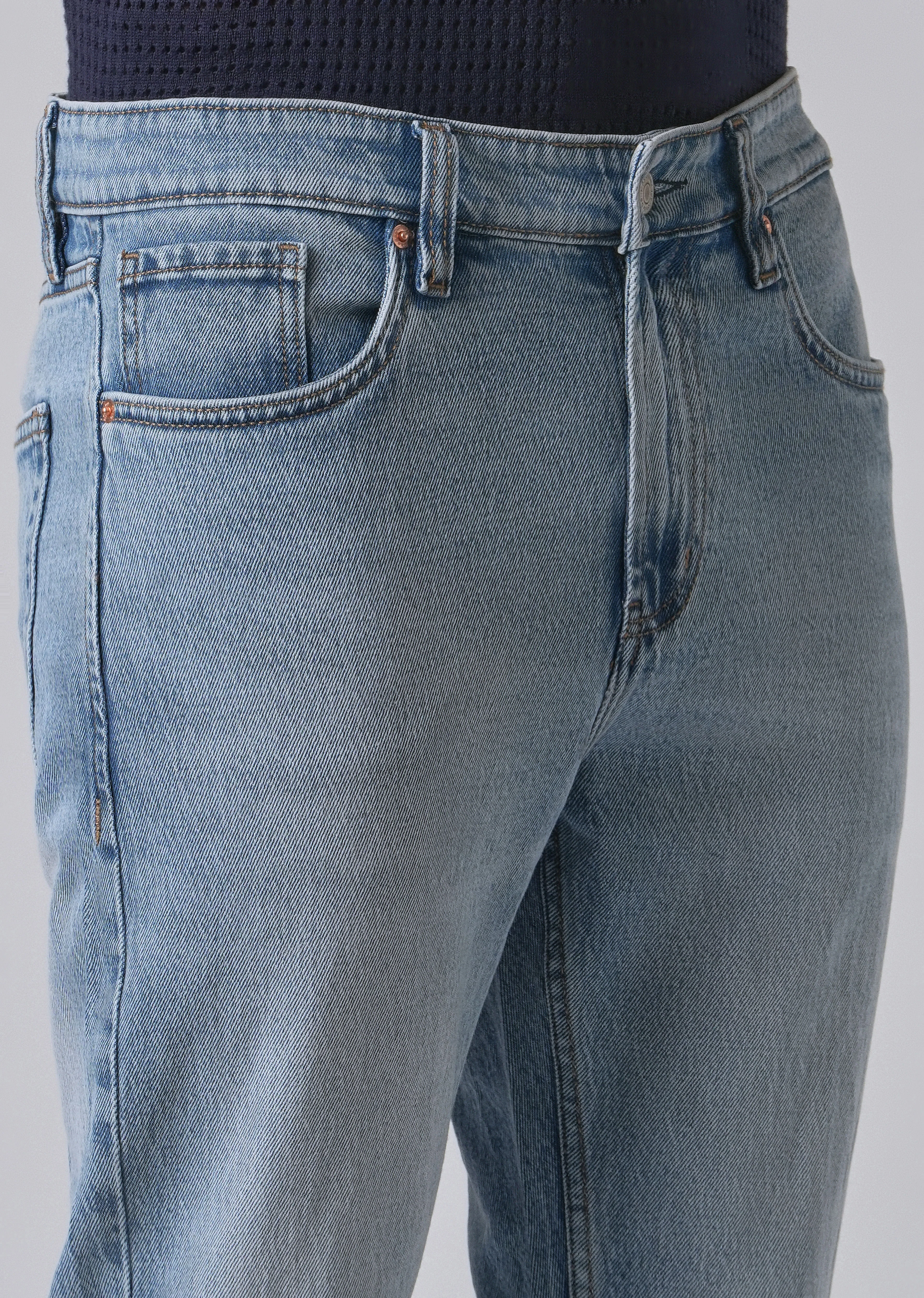 Faded Light Blue Carrot Fit Denim - Image 5
