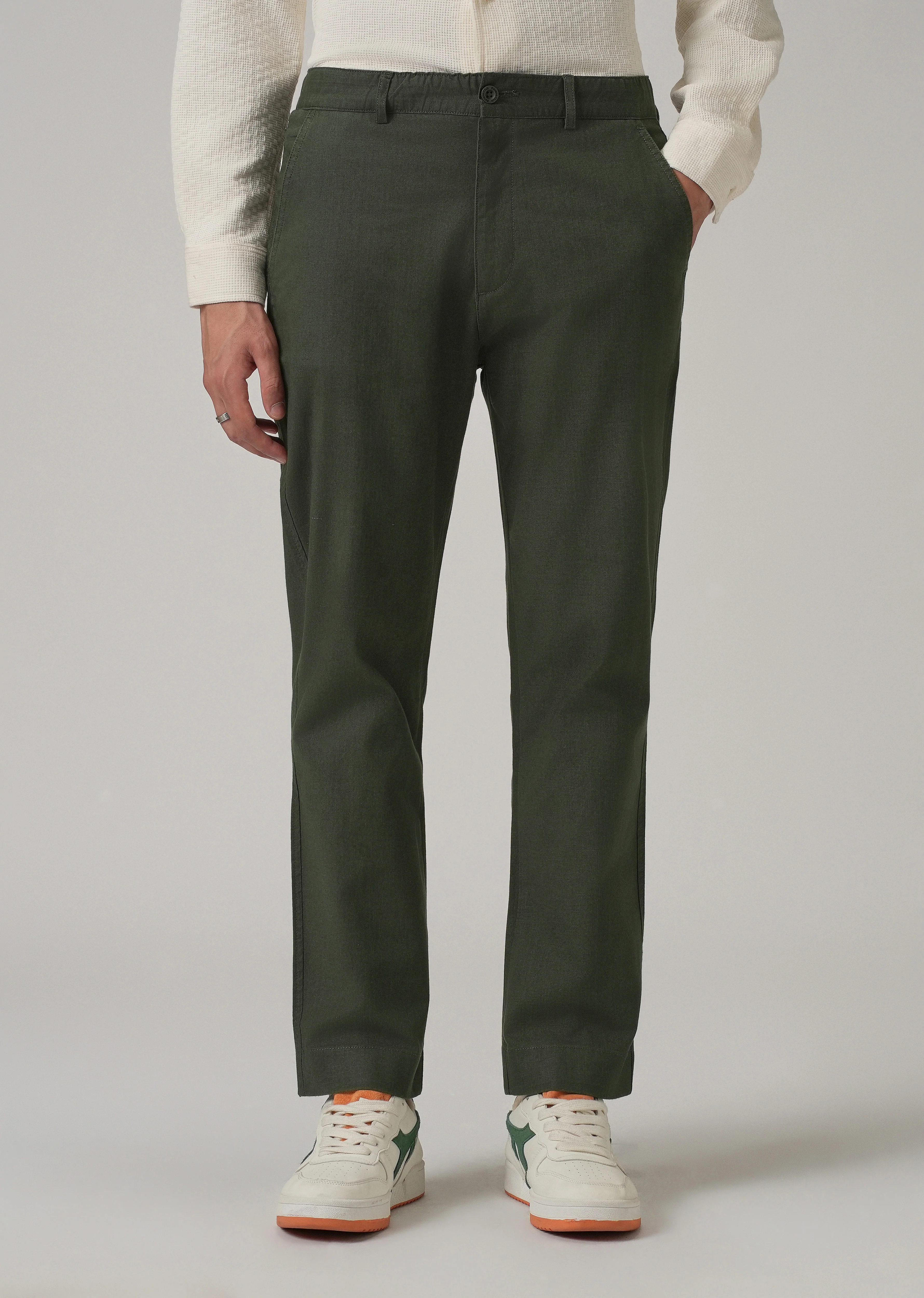 Fern Green Cotton Trouser - Image 3