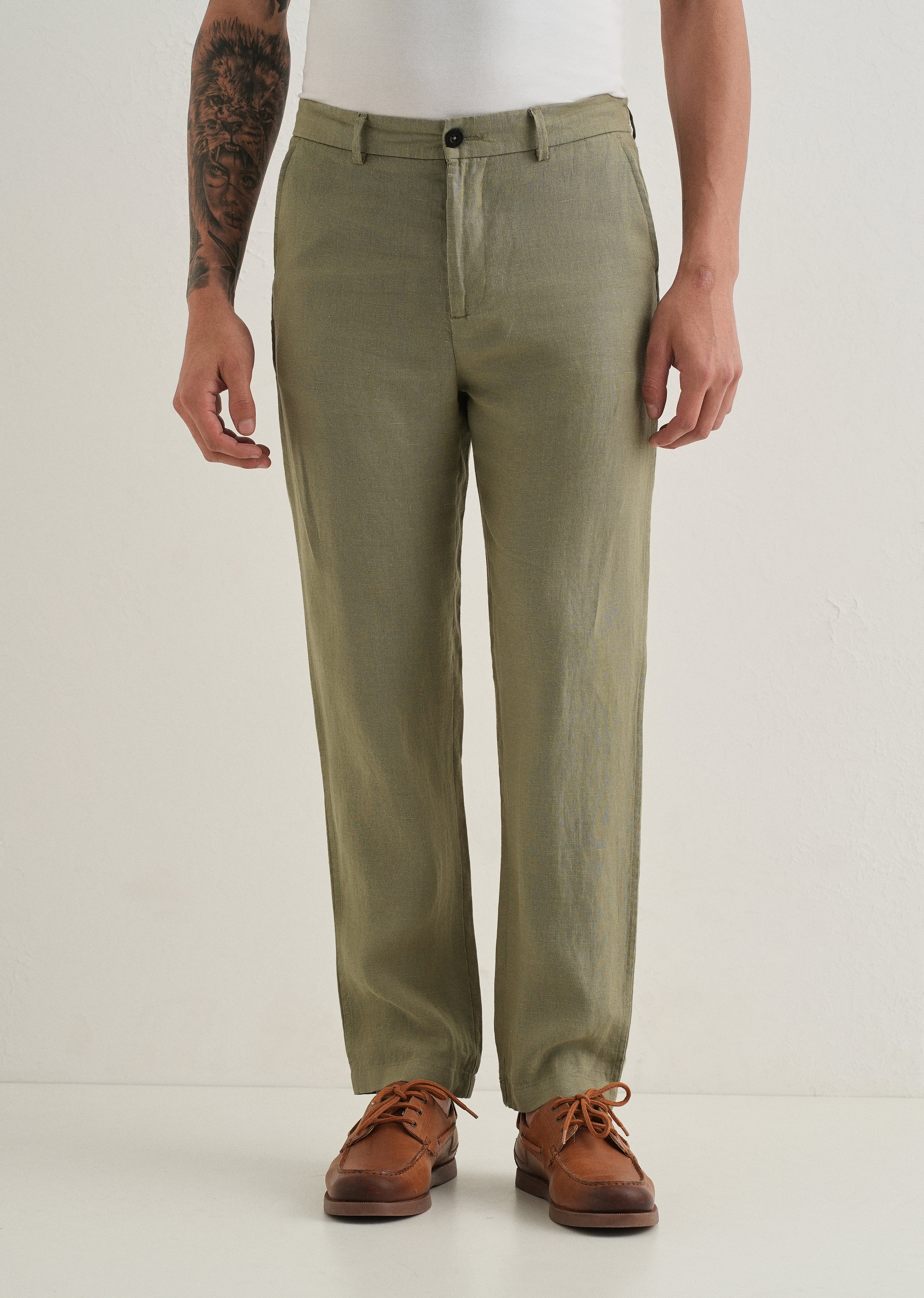 Fern Green Linen Pant - Image 3