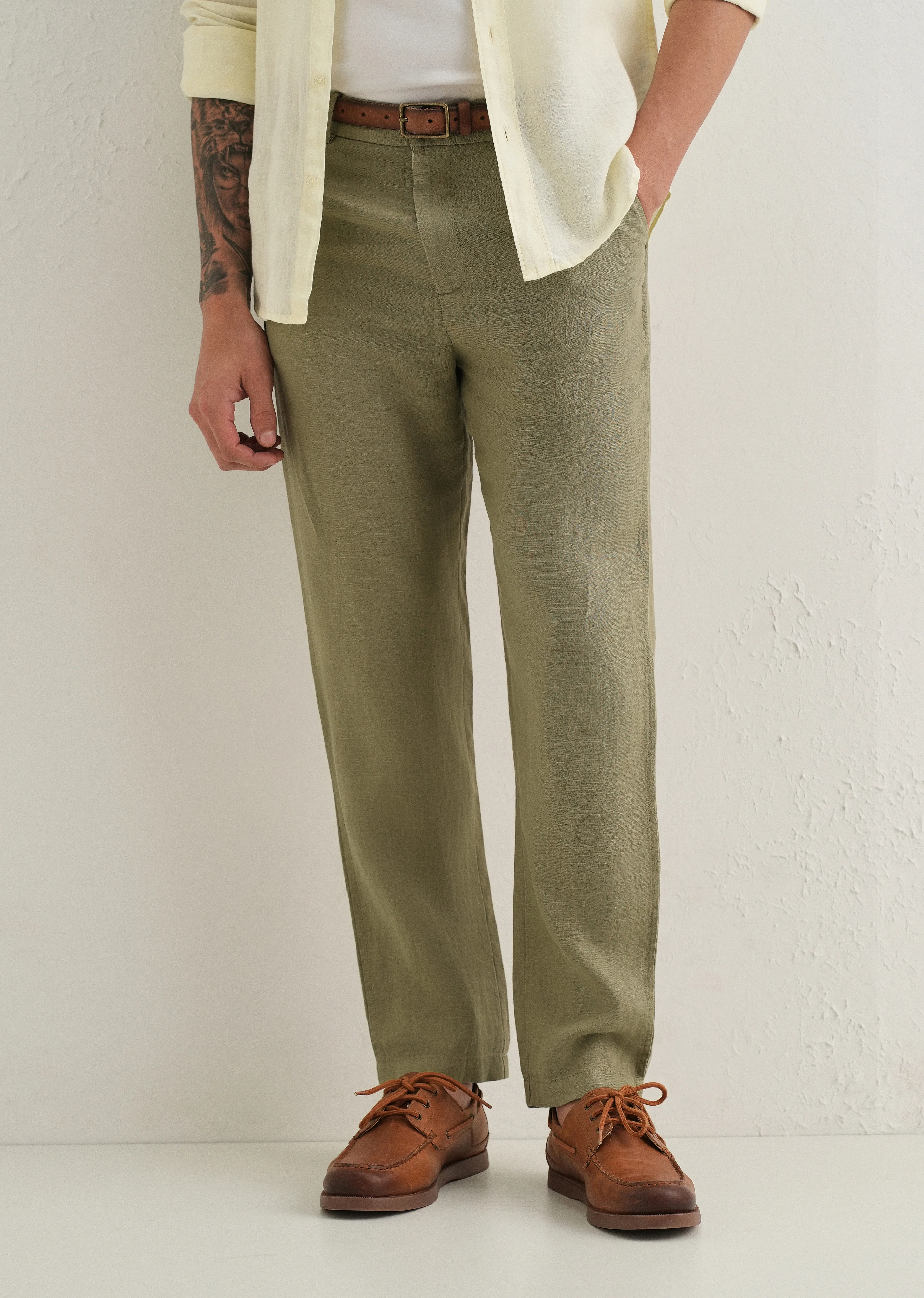 Fern Green Linen Pant - Image 7