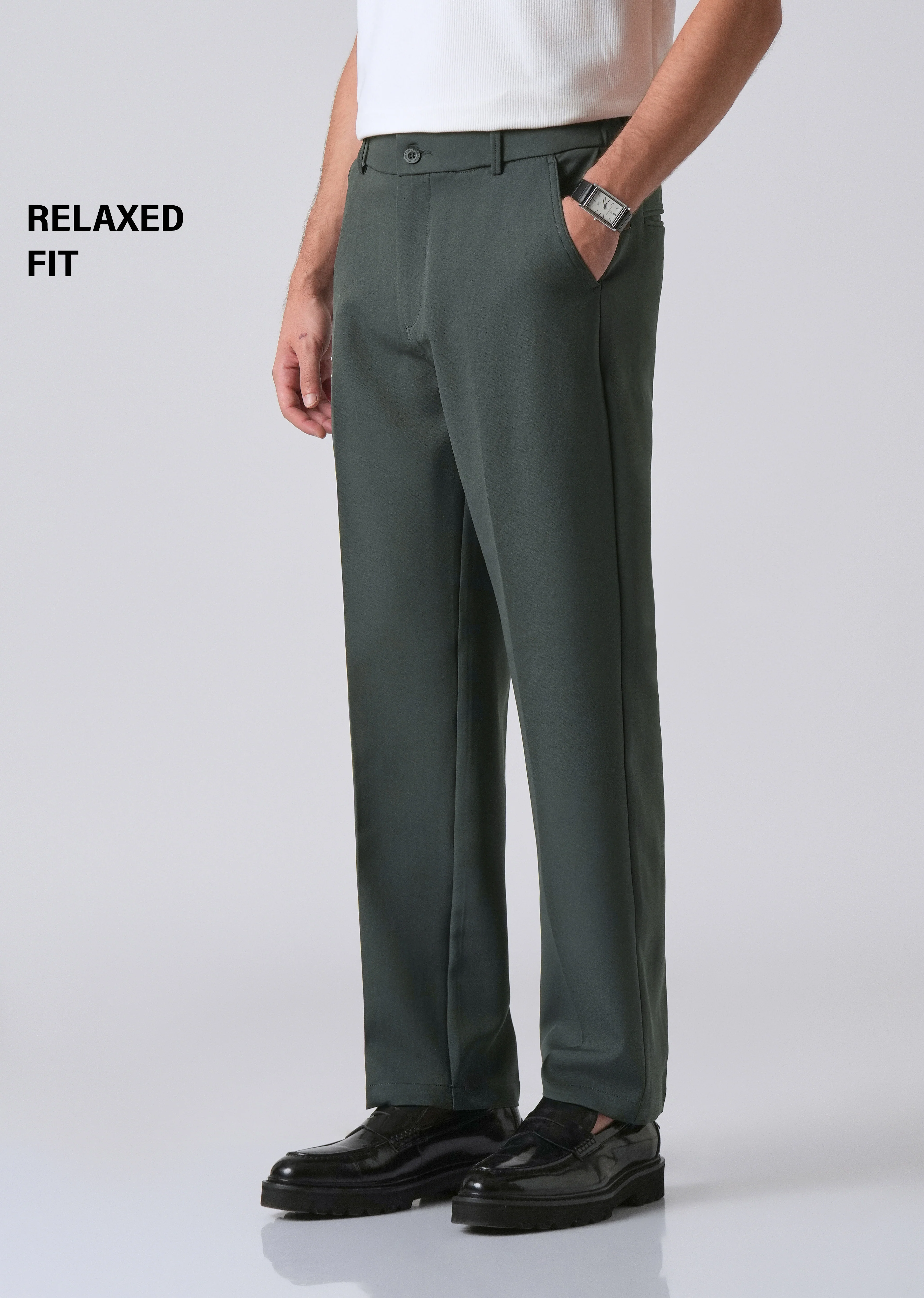 Fern Green Relaxed Fit Trousers - Image 7