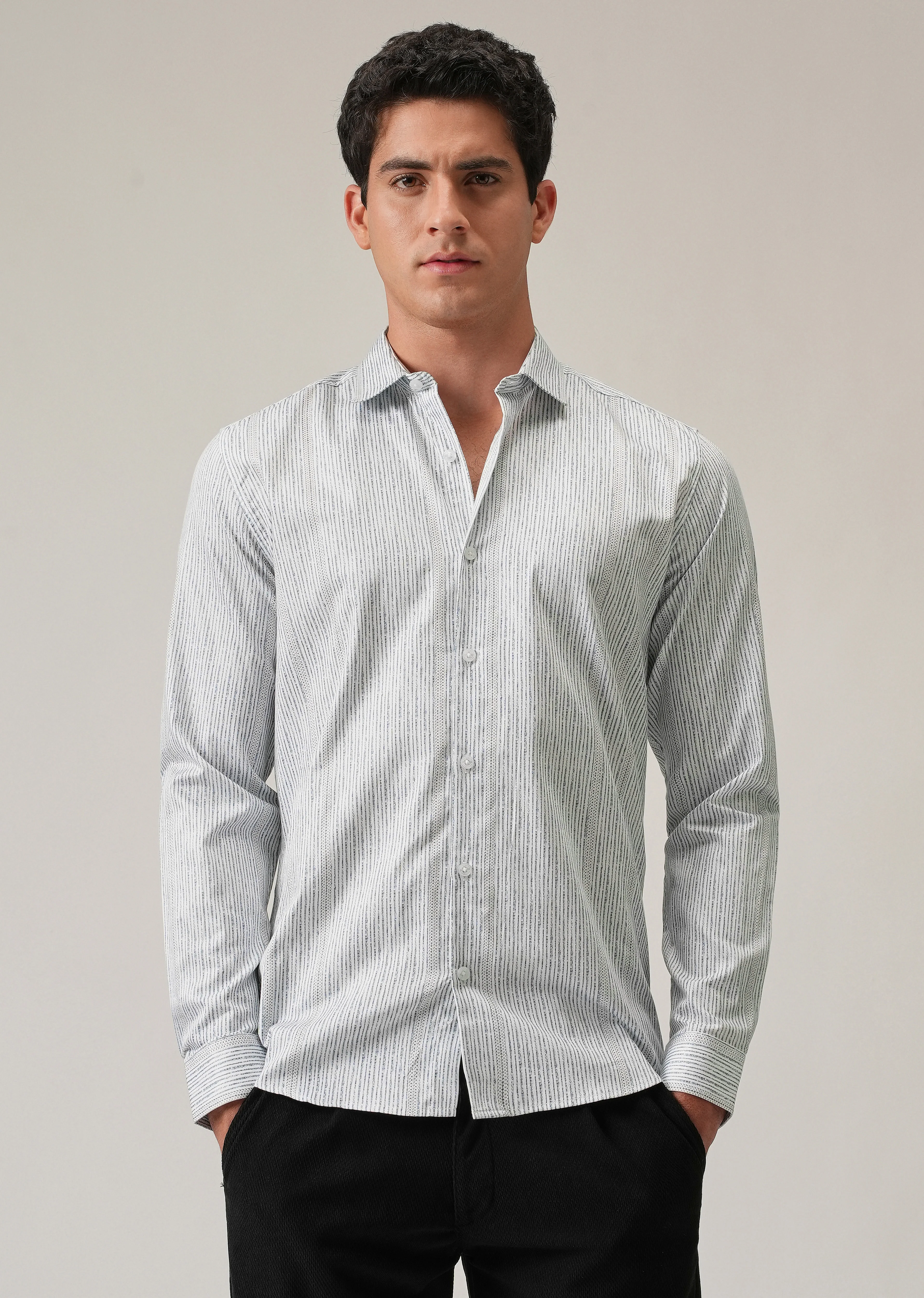 Fine Line Stripe Print Shirt - Image 3