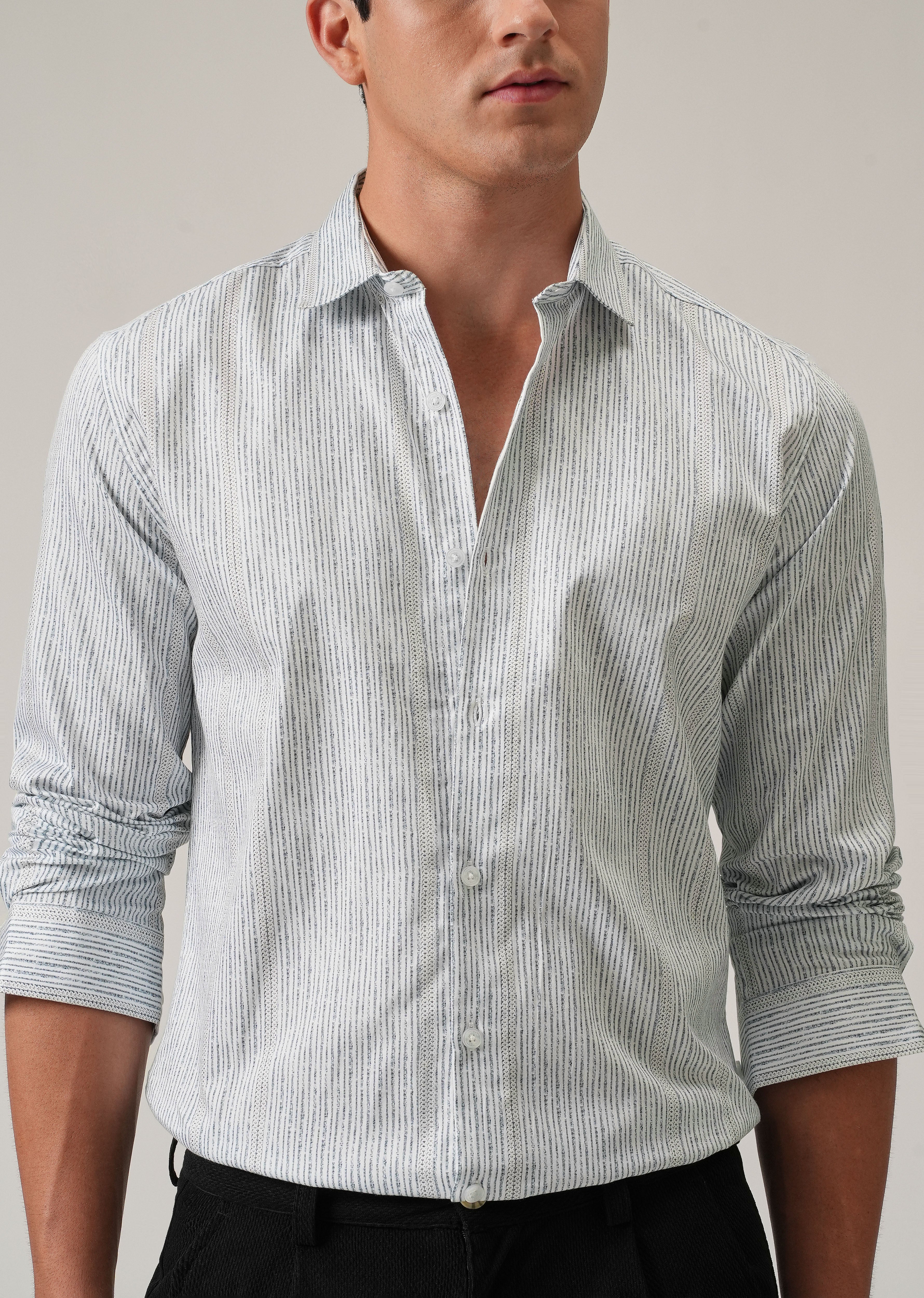 Fine Line Stripe Print Shirt - Image 7