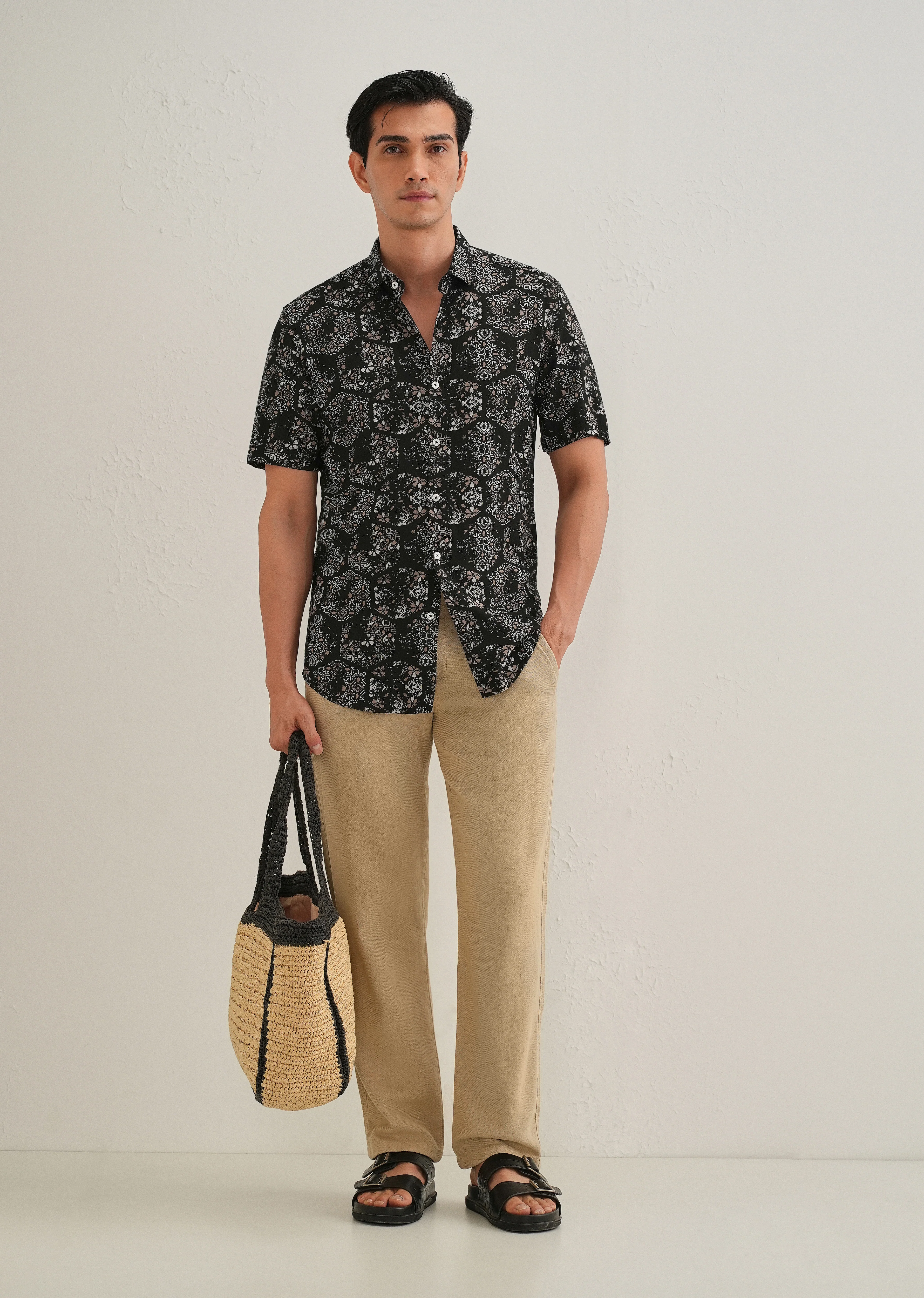 Flora Geo Black Print Shirt - Image 6