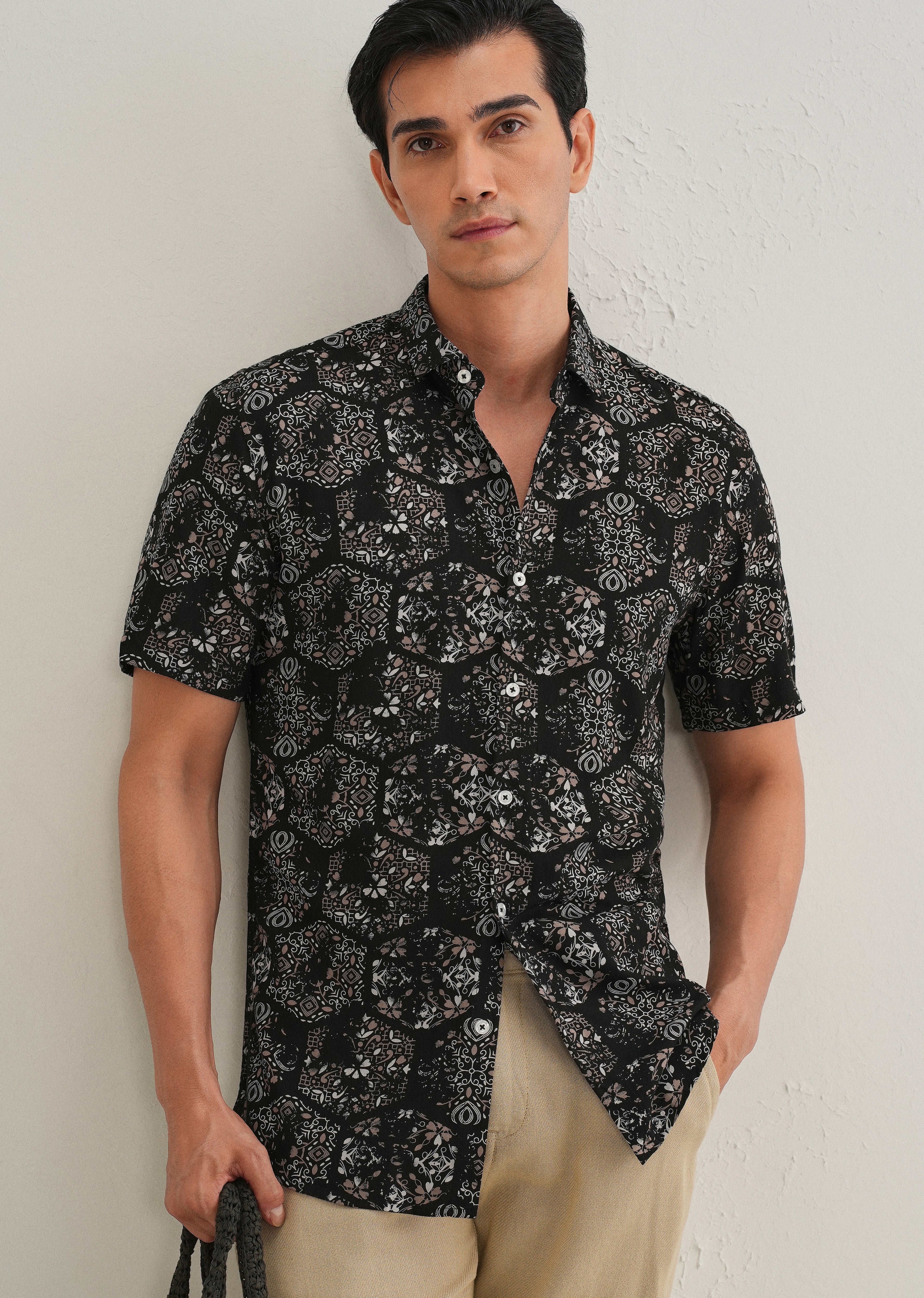 Flora Geo Black Print Shirt - Image 7