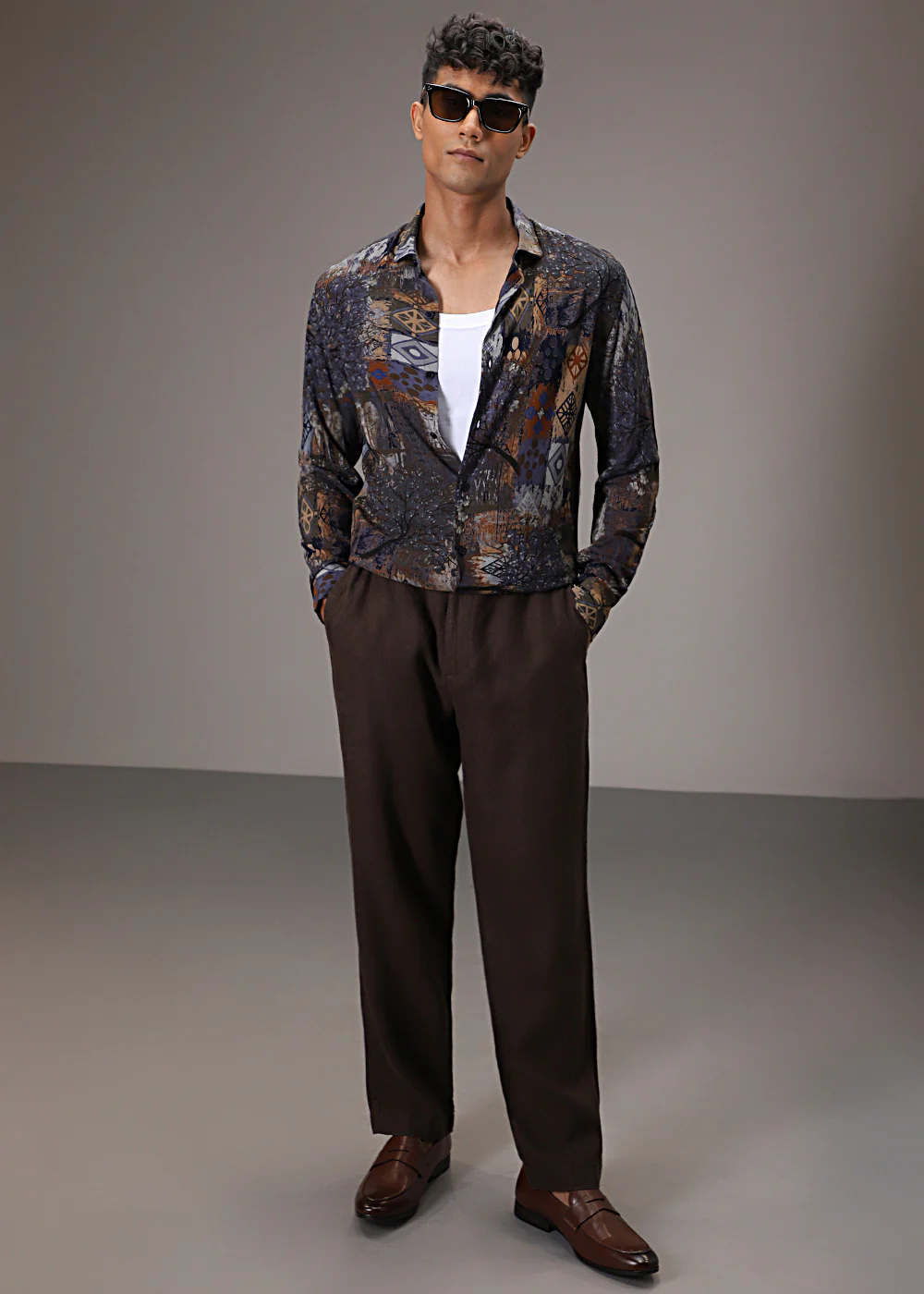 Flora Geo Blue Feather Shirt - Image 8