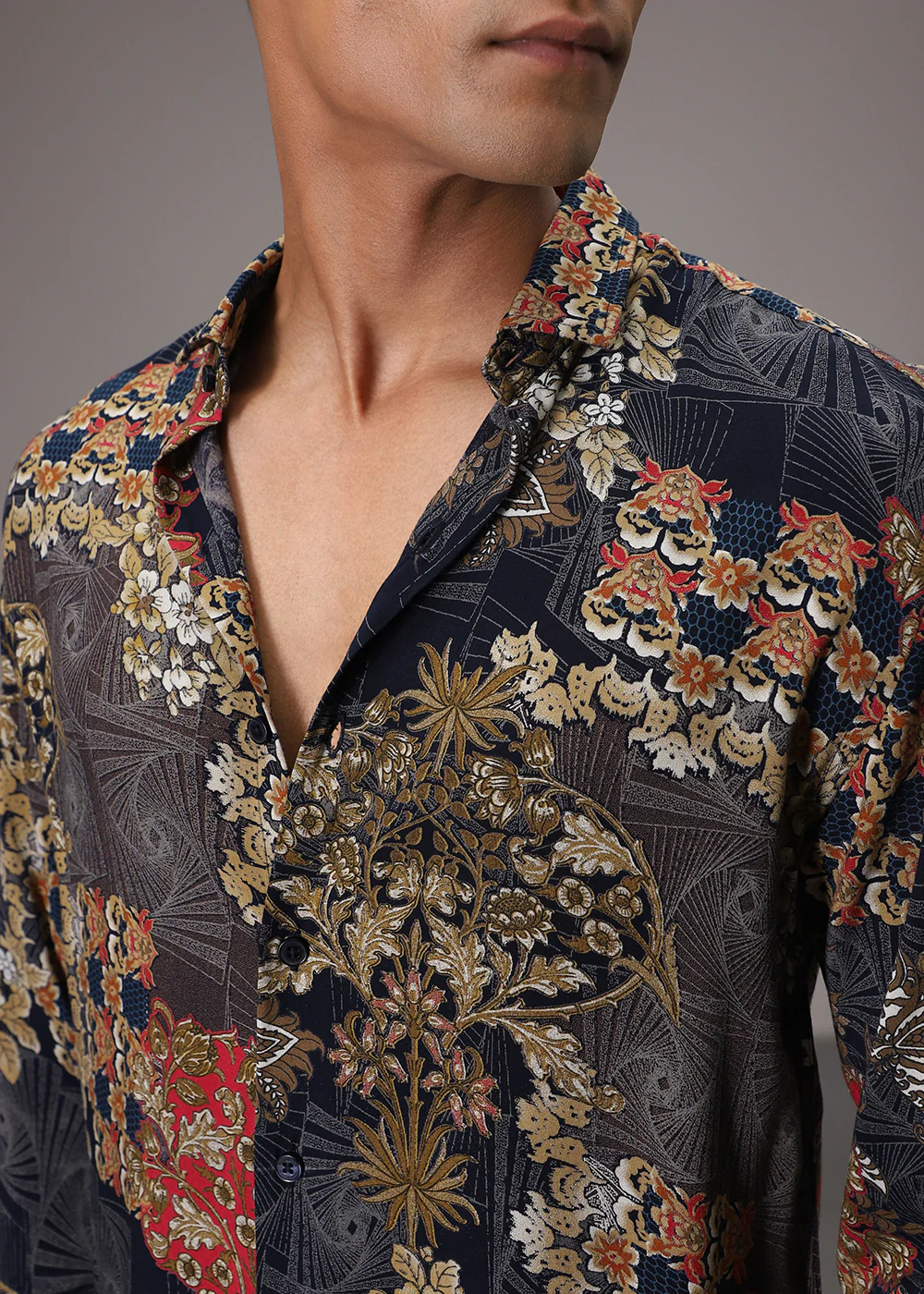 Floral Abstract Blue Feather Shirt - Image 2