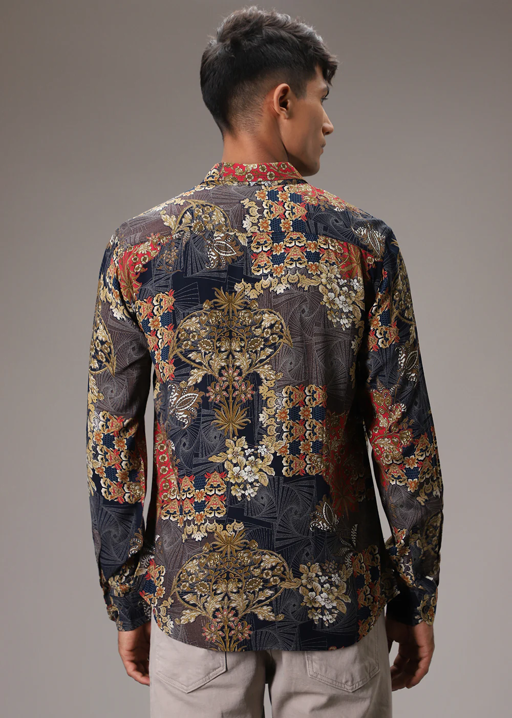 Floral Abstract Blue Feather Shirt - Image 4