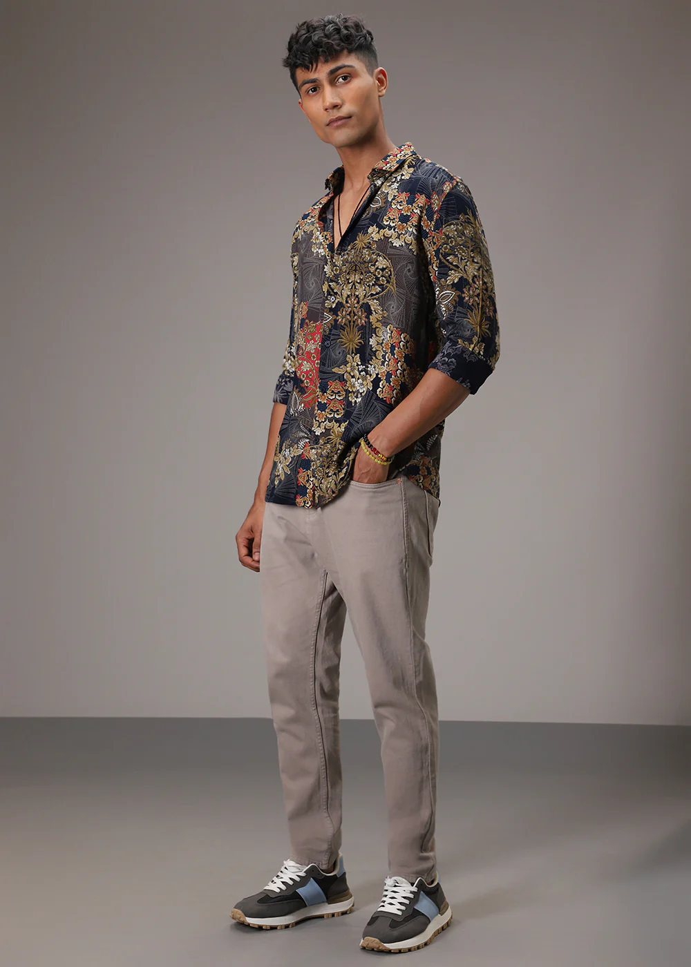Floral Abstract Blue Feather Shirt - Image 6