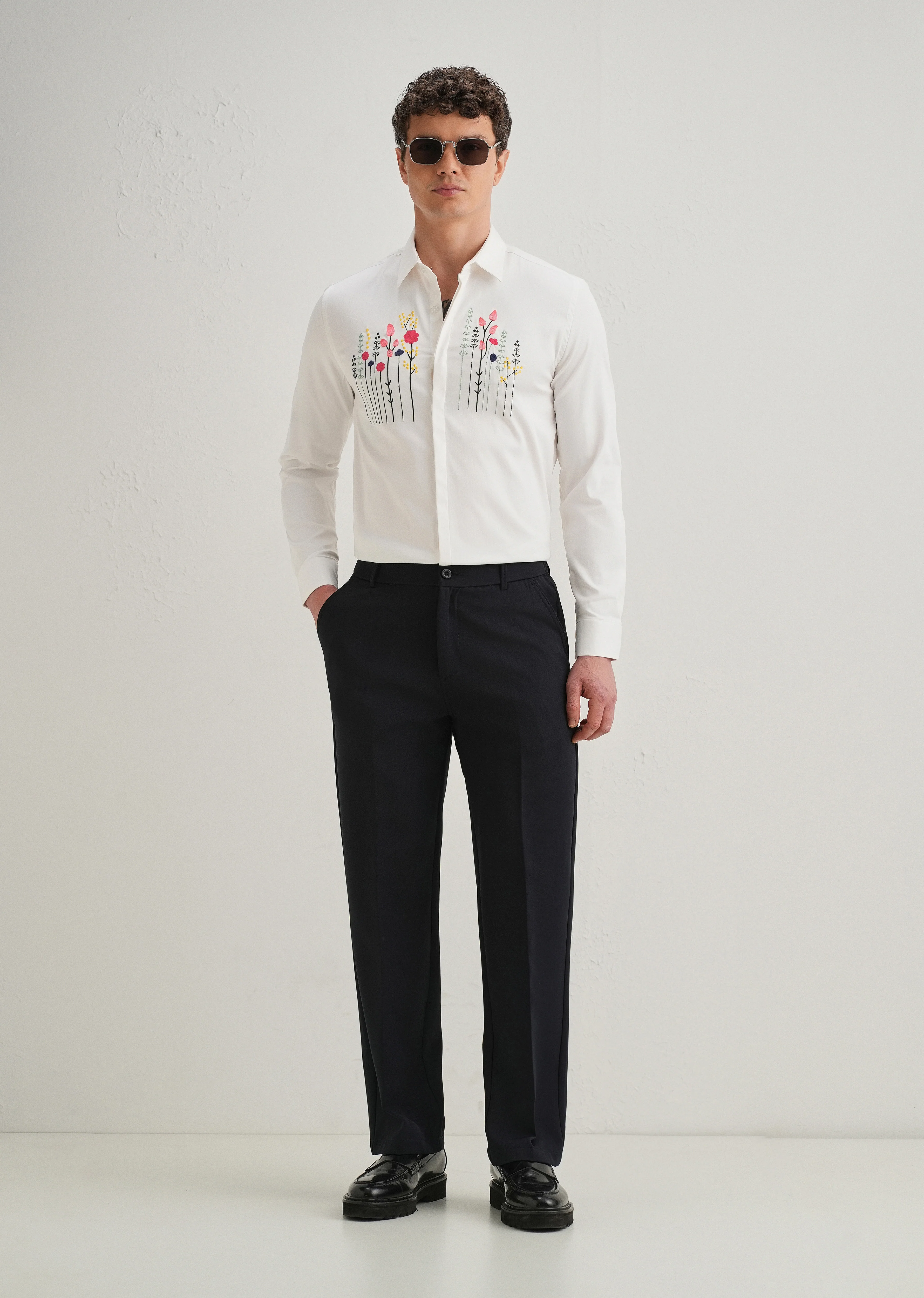 Floral Artistry White Designer Shirt - Image 6