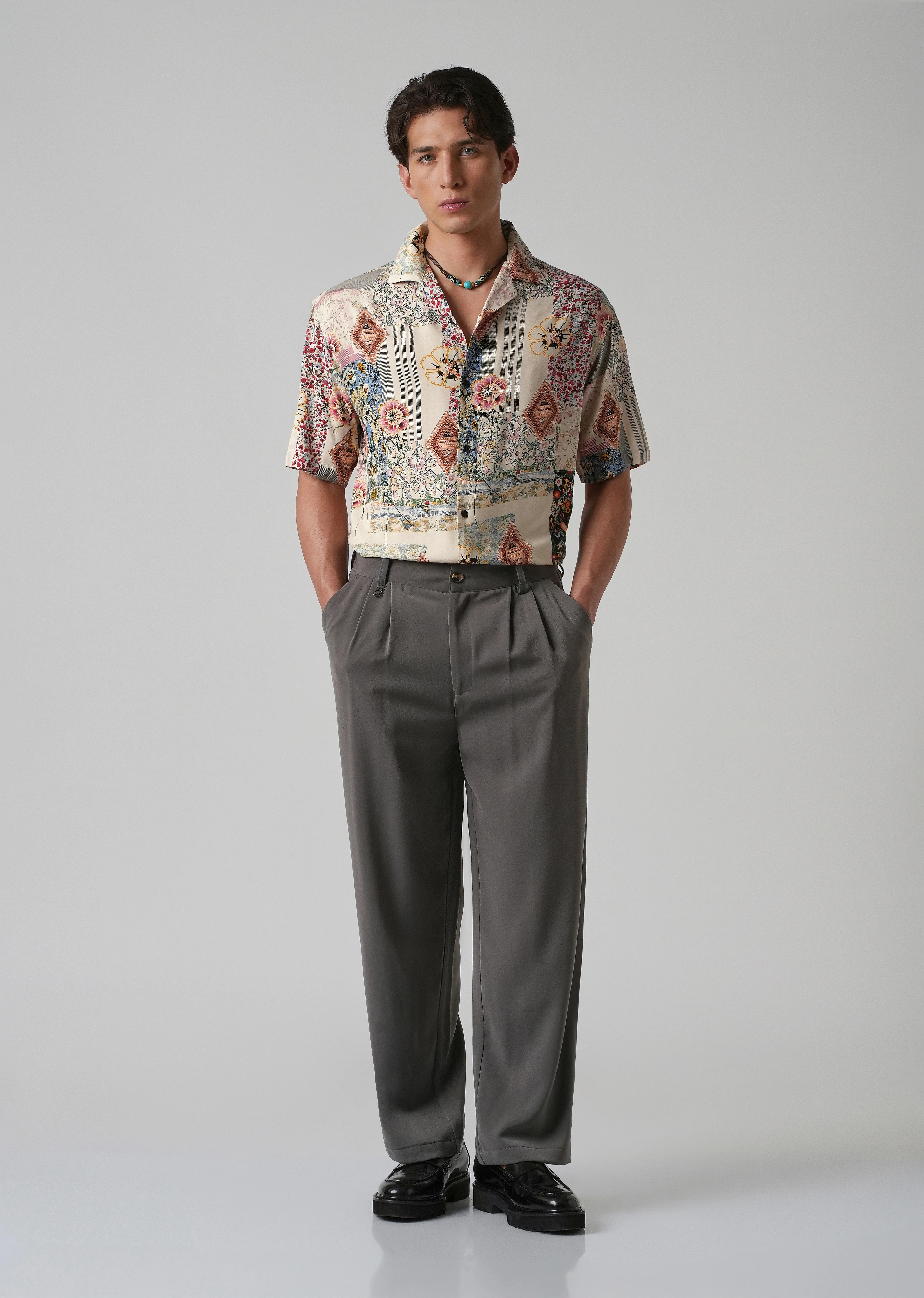 Floral Geometric Oversized Feather Shirt - Image 6