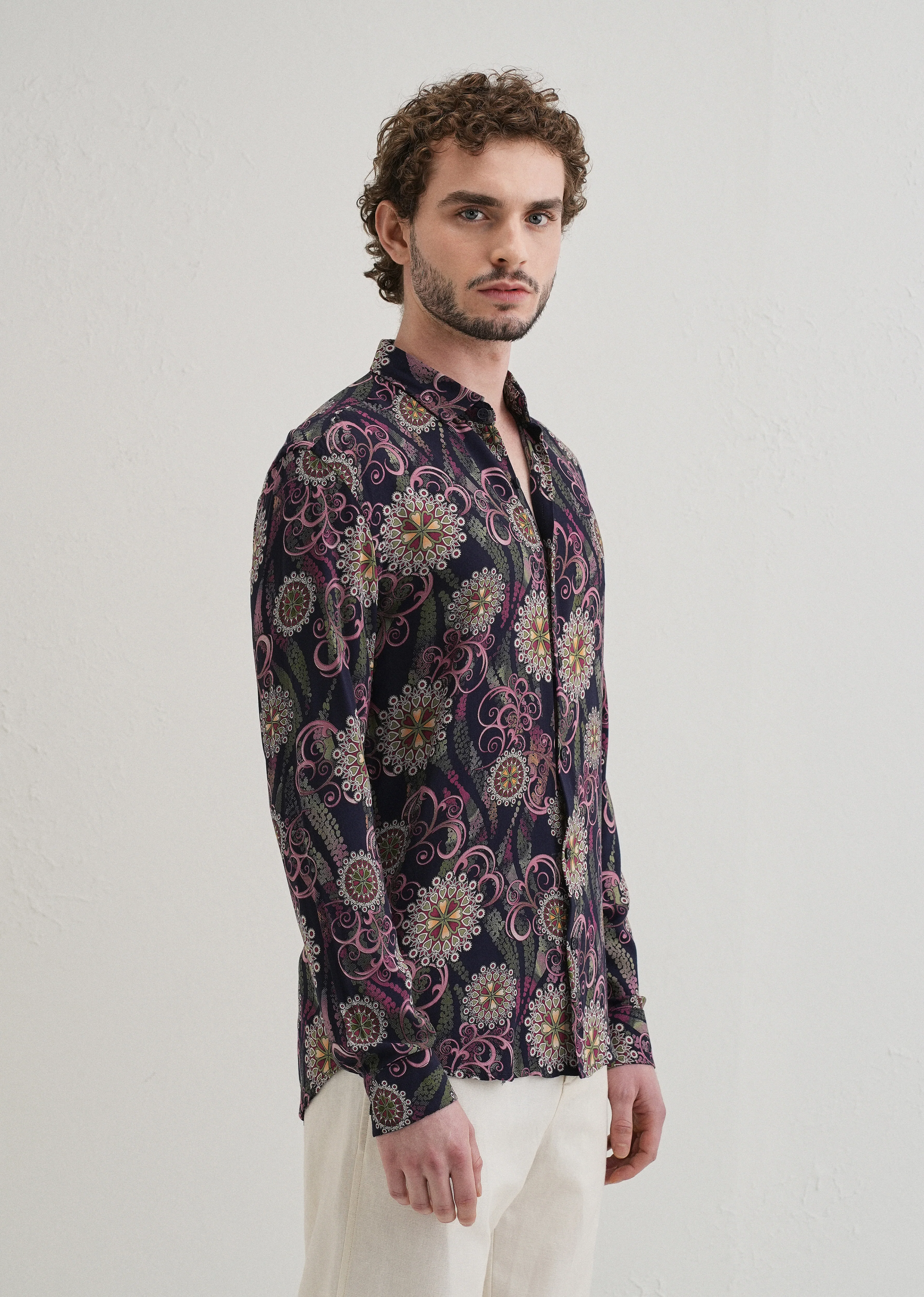 Floral Print Feather Shirt - Image 4