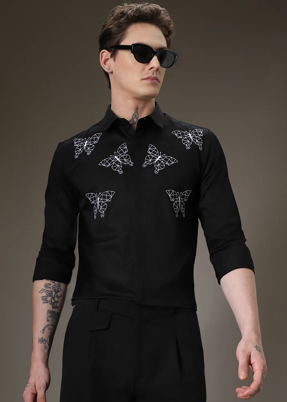 Flutter Embroidery Black Designer Shirt - Image 4