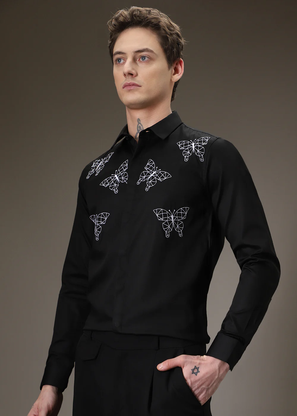 Flutter Embroidery Black Designer Shirt - Image 5
