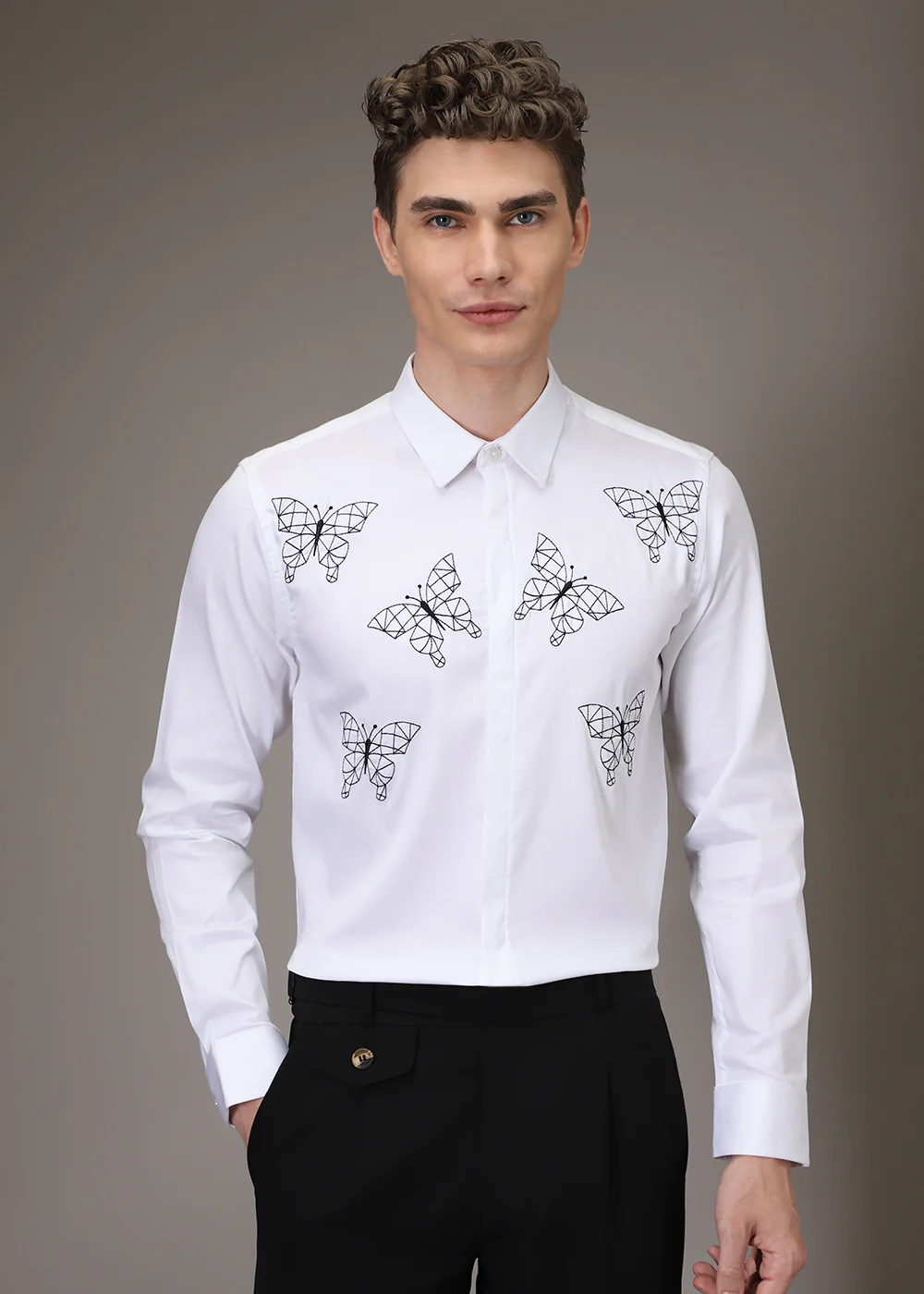 Flutter Embroidery White Designer Shirt - Image 3