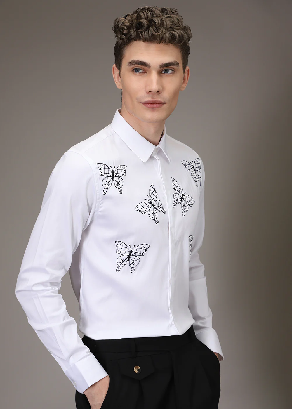 Flutter Embroidery White Designer Shirt - Image 5