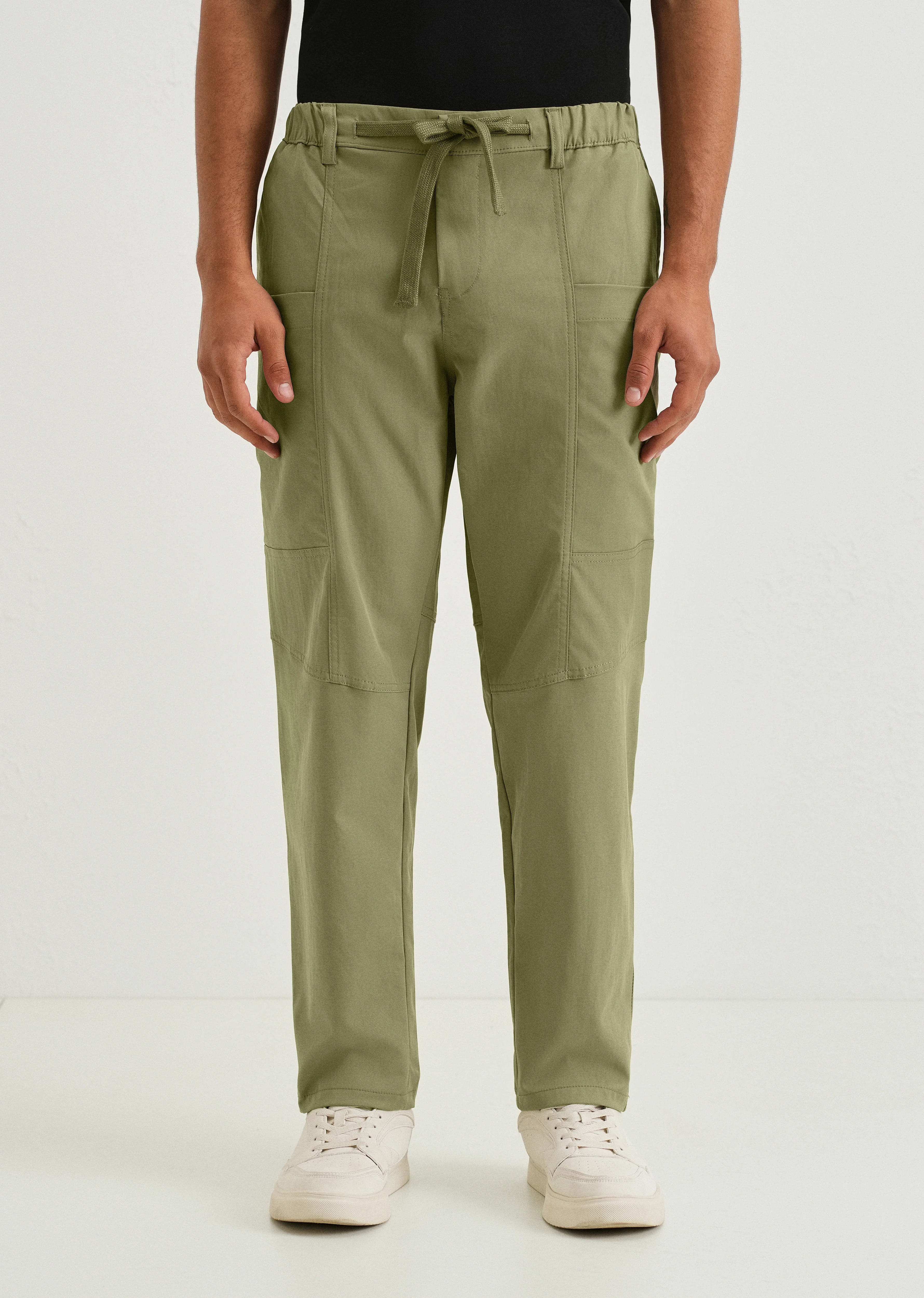 Forest Green Drawstring Panel Cargo Pant - Image 3
