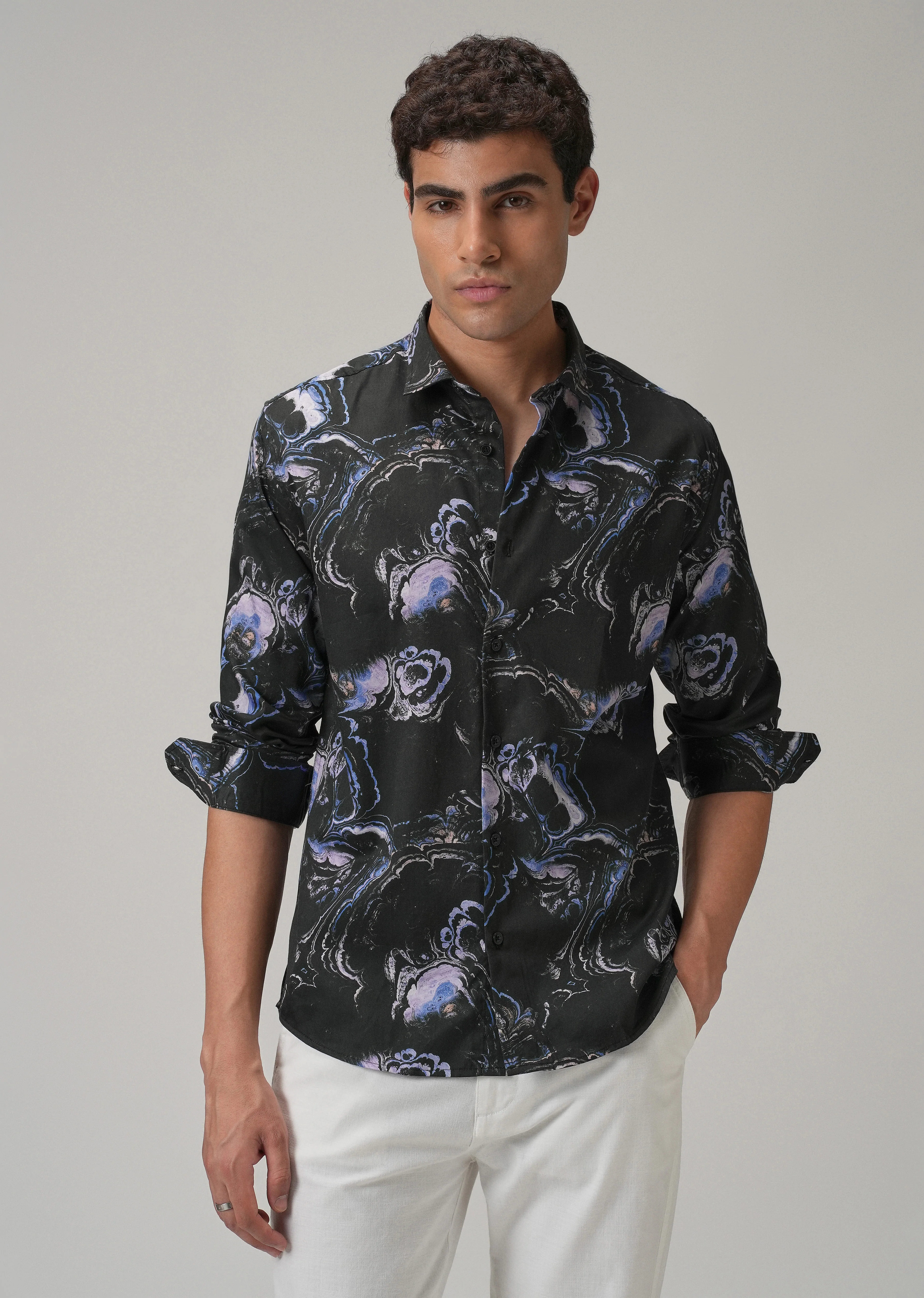 Galaxy Marble Printed Full Sleeve Shirt - Image 2