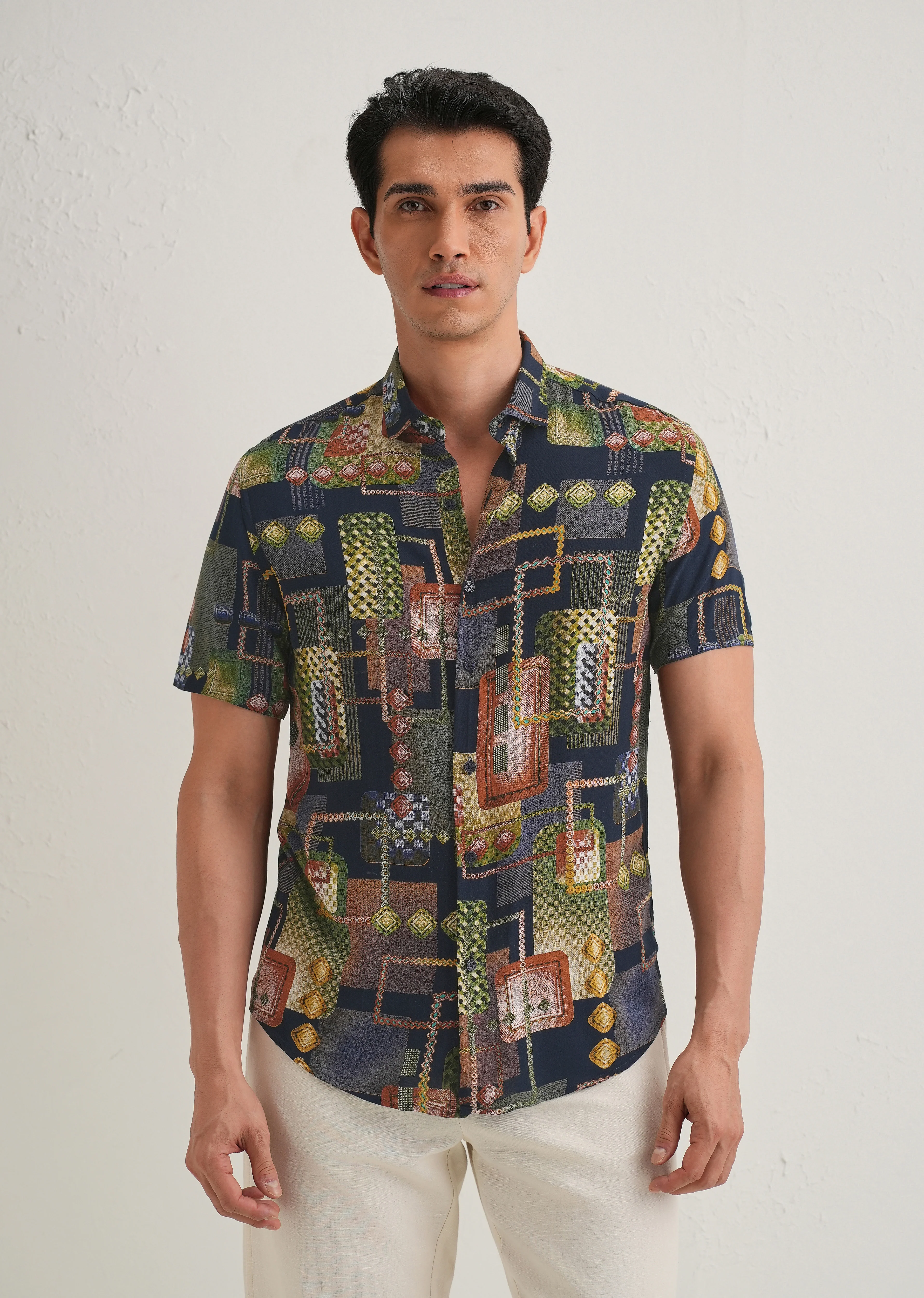 Geo Blue Feather shirt - Image 3