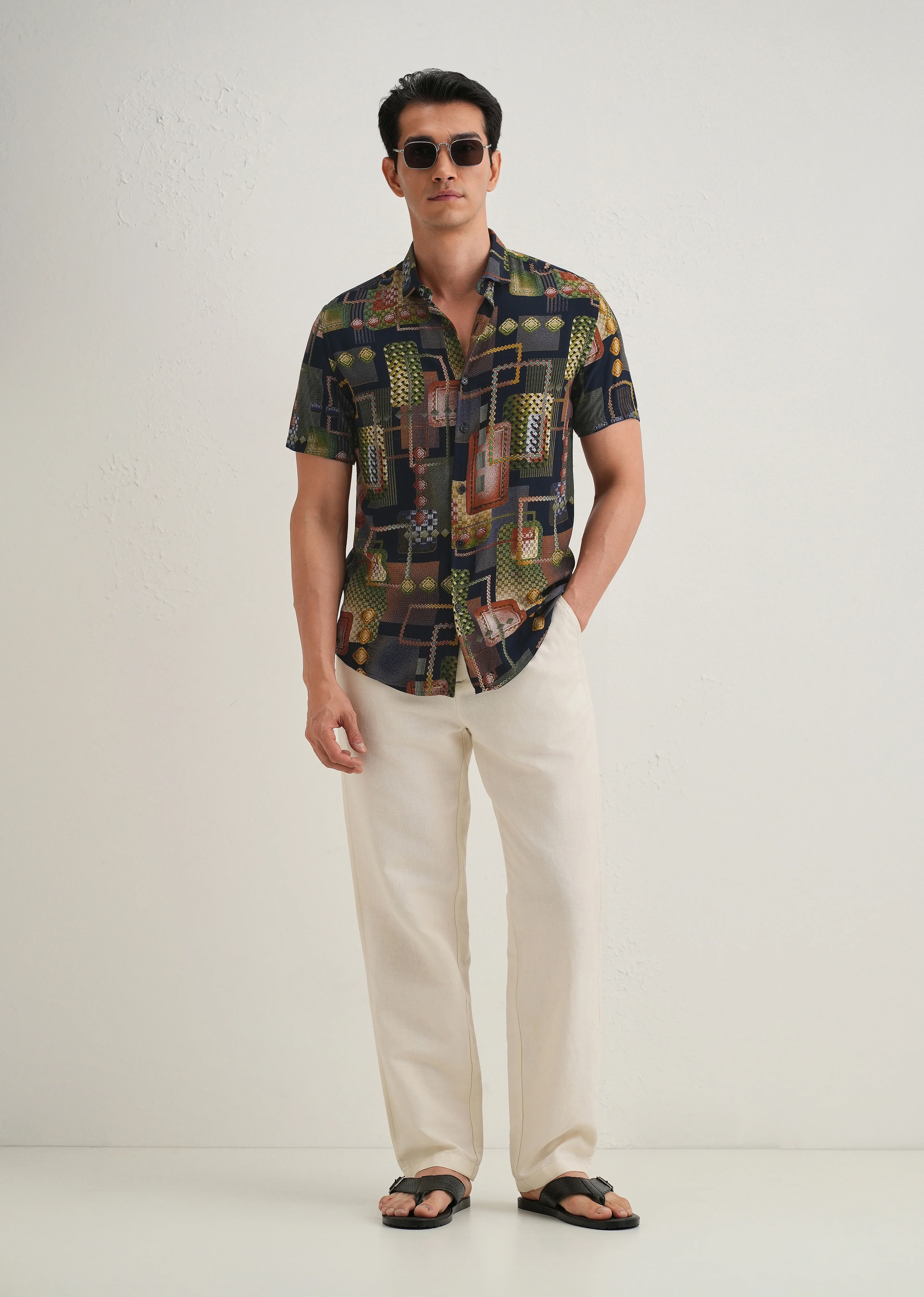 Geo Blue Feather shirt - Image 6