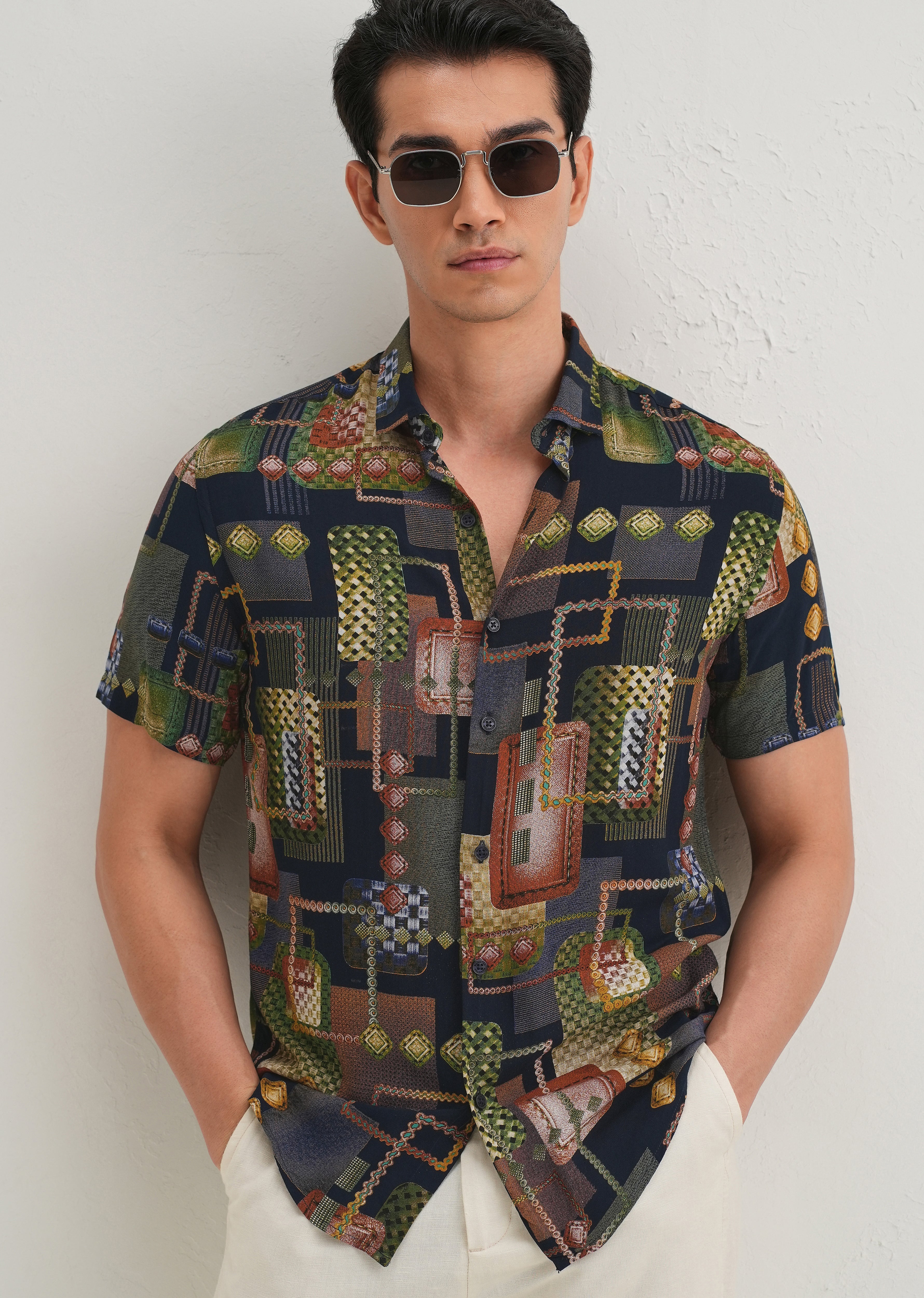 Geo Blue Feather shirt - Image 7
