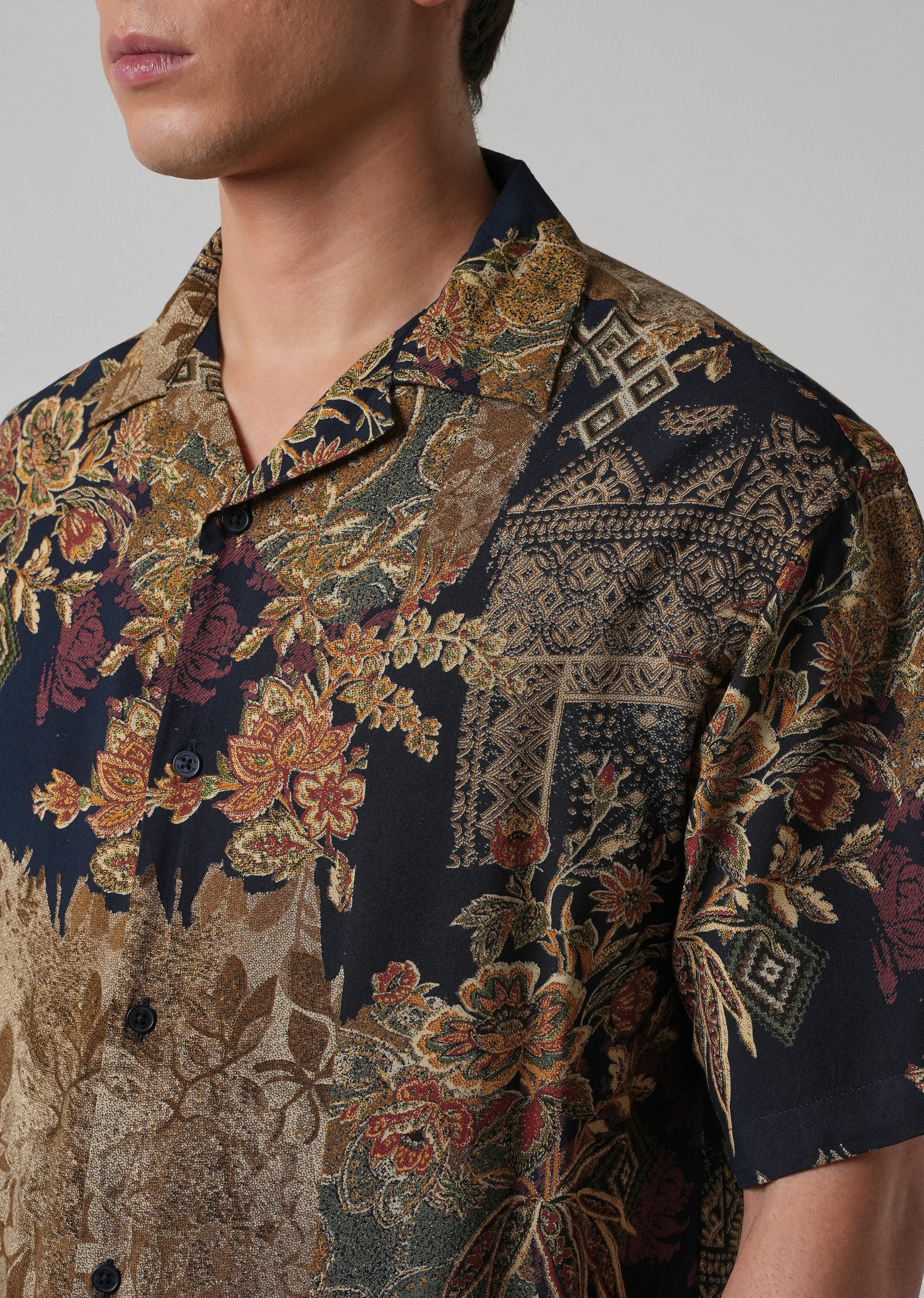 Geo Floral Oversized Feather Shirt - Image 5