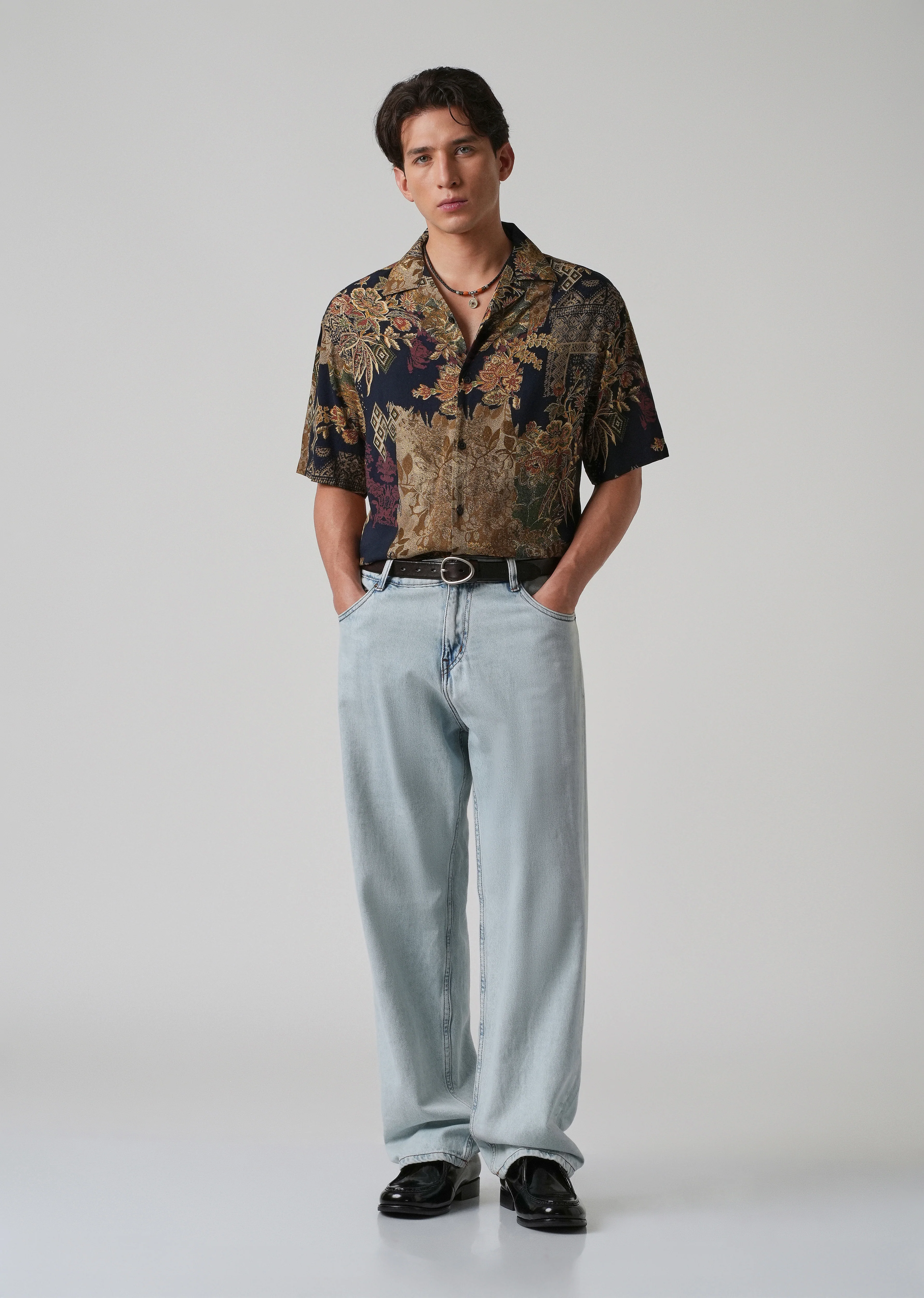 Geo Floral Oversized Feather Shirt - Image 6