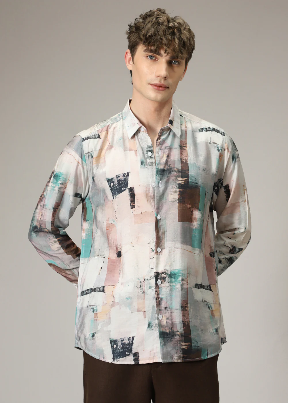 Geometric Abstract Print Shirt - Image 3
