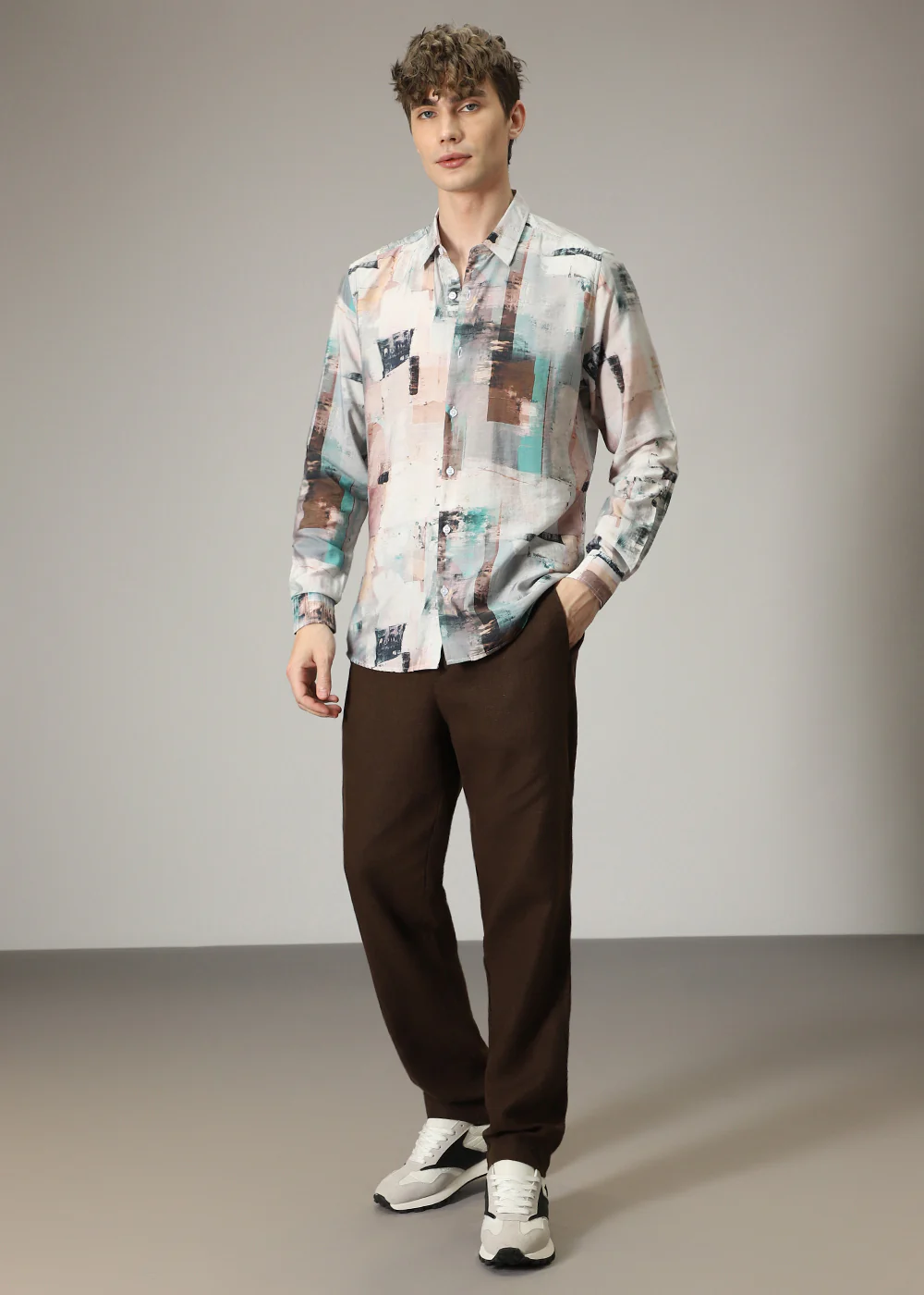Geometric Abstract Print Shirt - Image 7