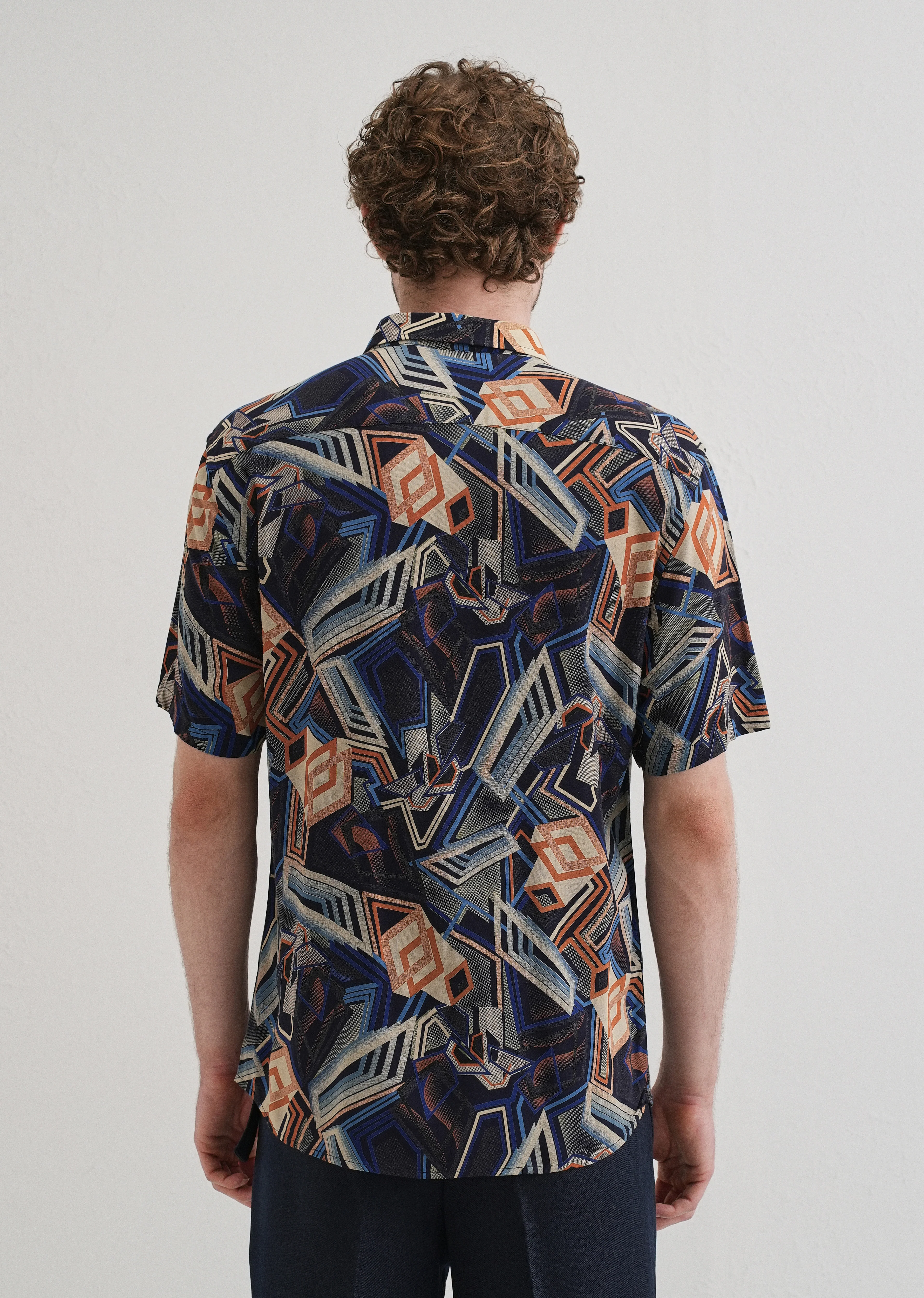 Geometric Blue Feather shirt - Image 2