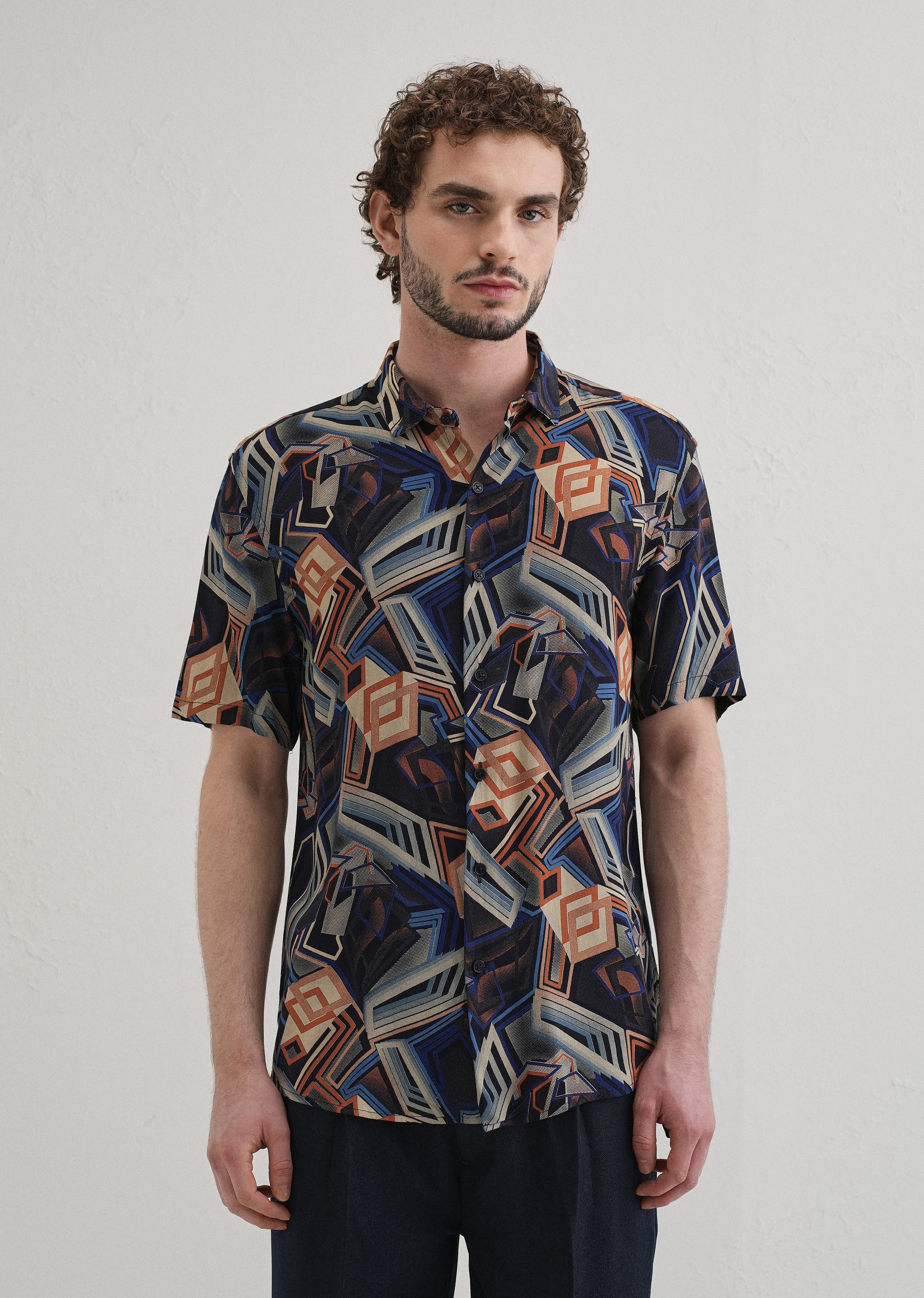 Geometric Blue Feather shirt - Image 3