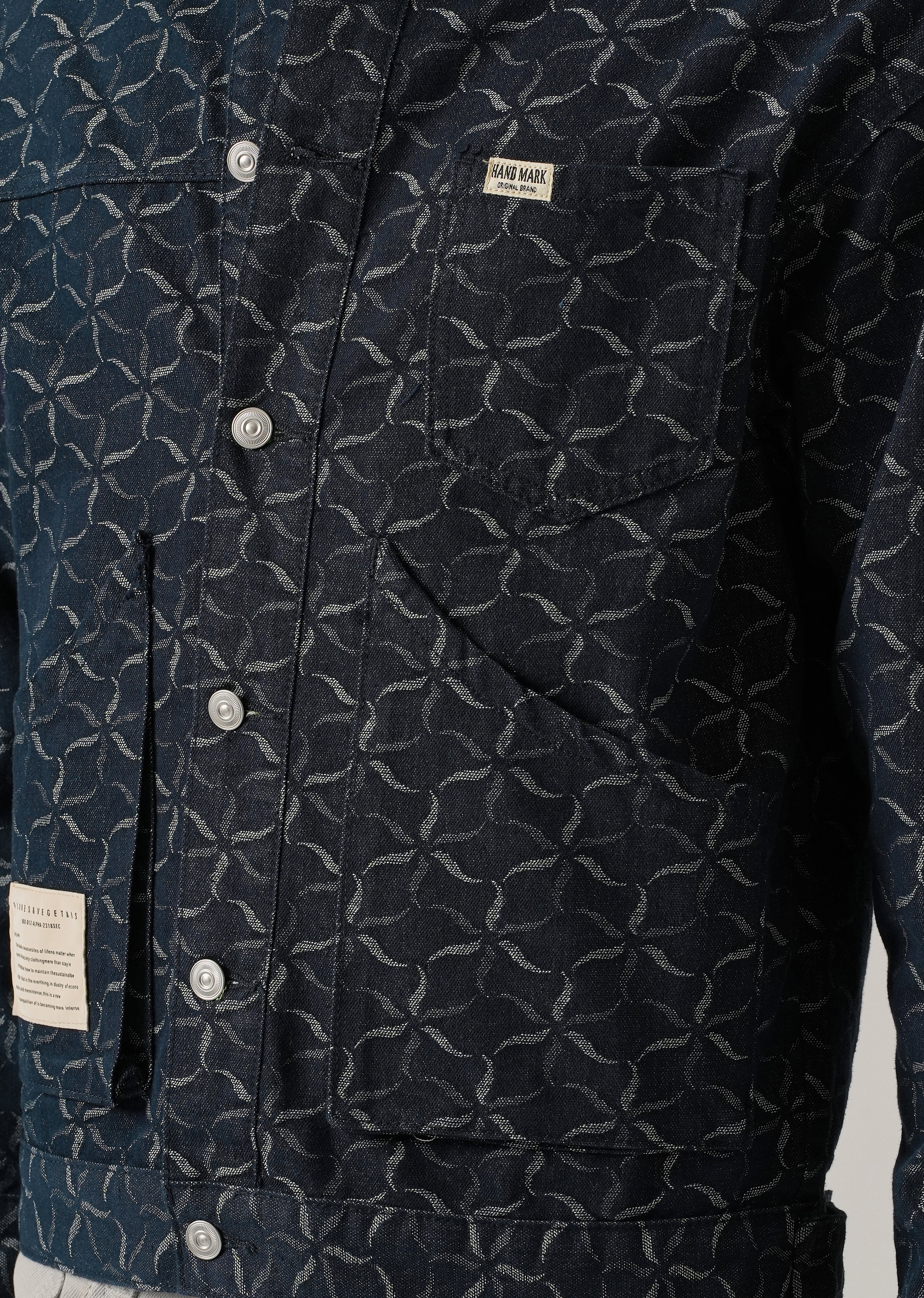 Geometric Floral Denim Jacquard Jacket - Image 5
