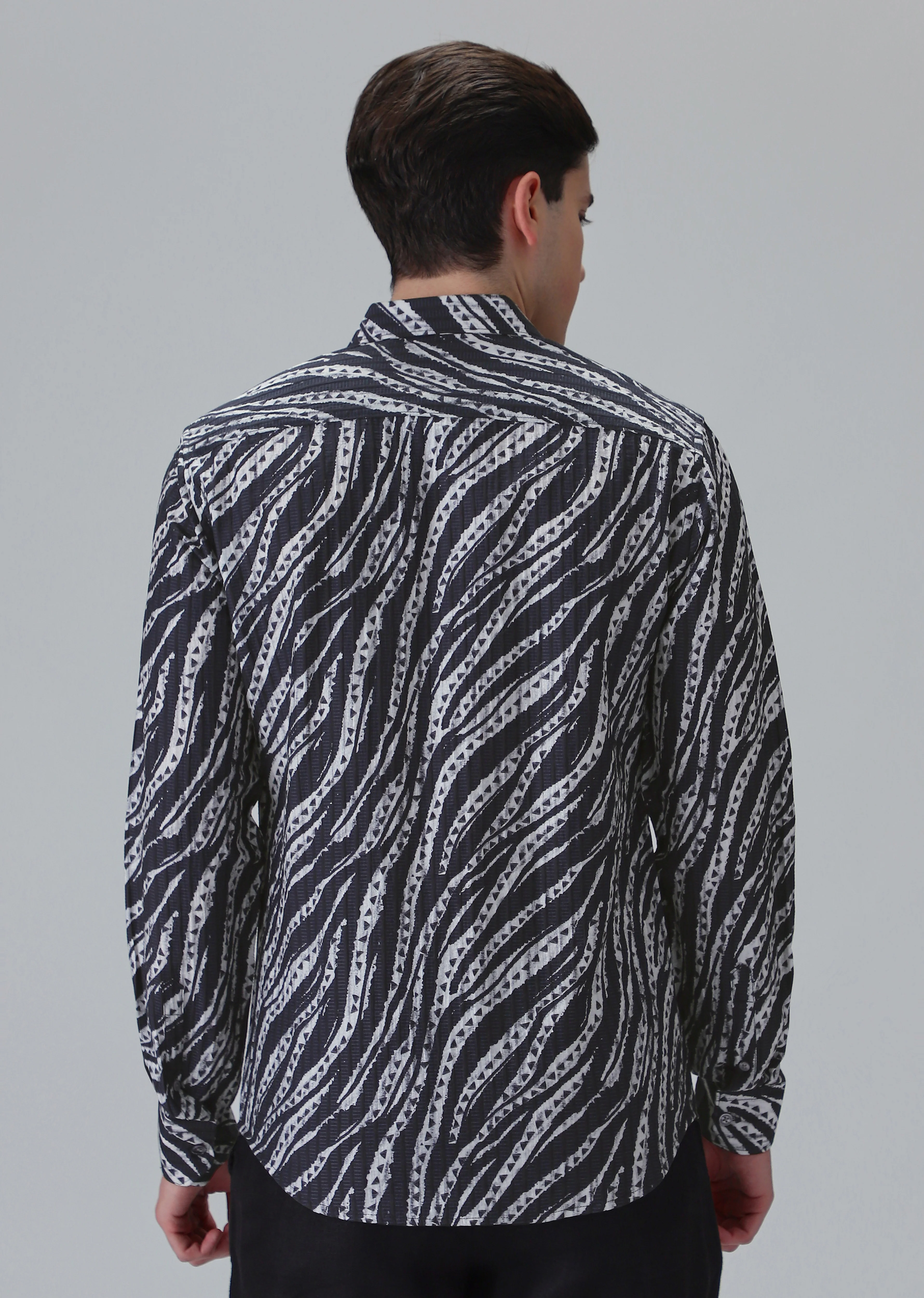 Abstract Fusion Black Printed Shirt - Image 2