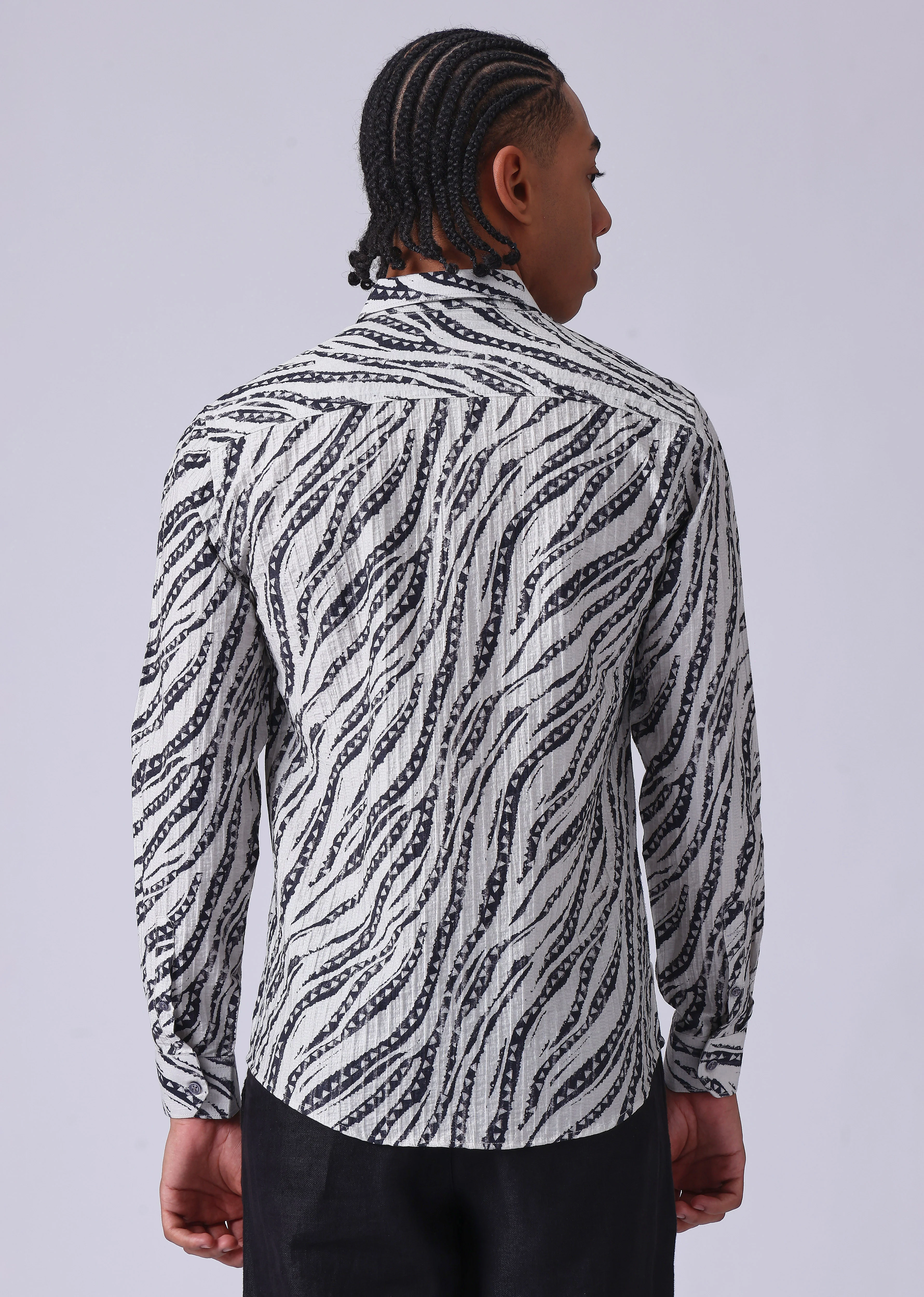 Geometric Fusion White Printed shirt - Image 2