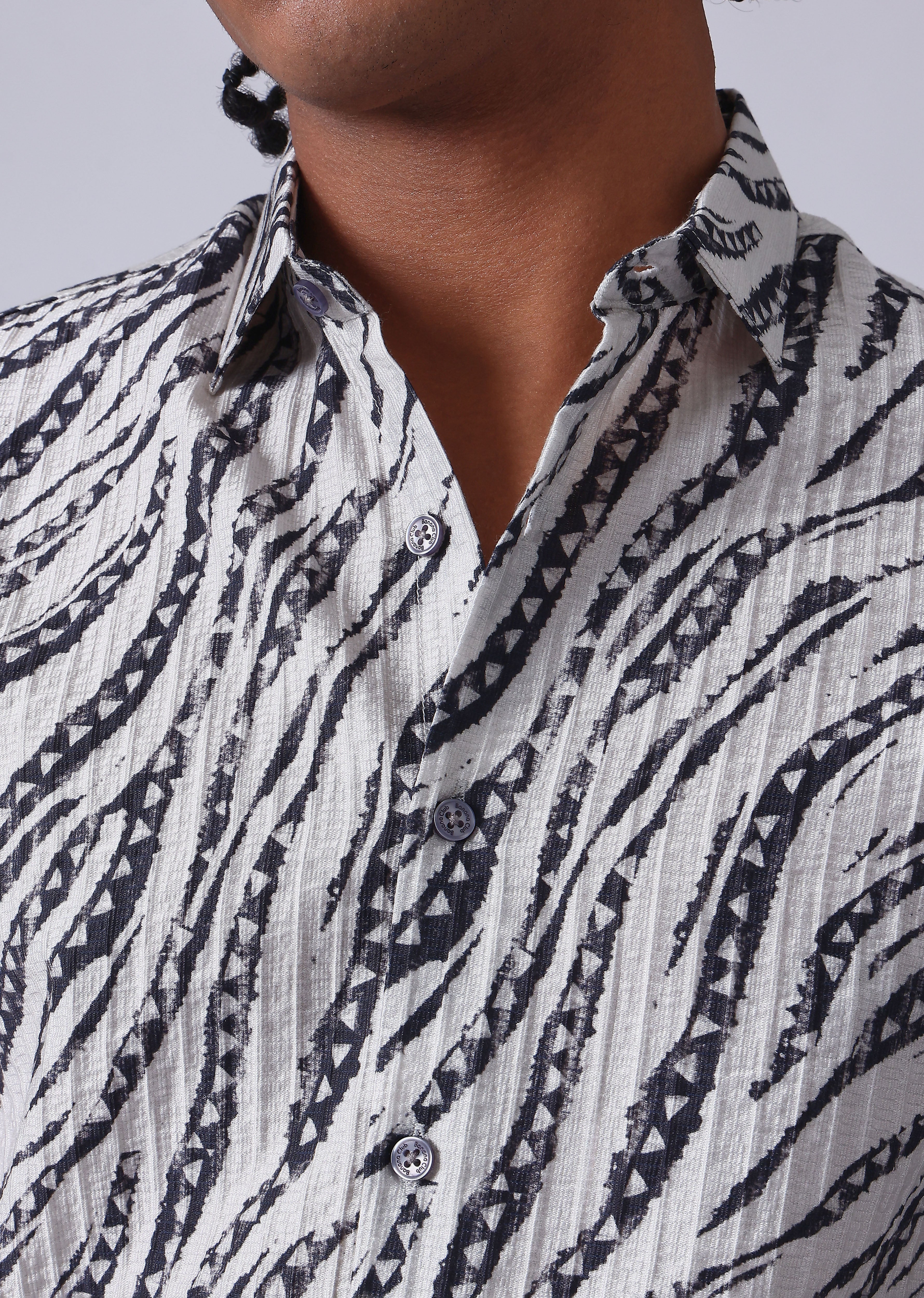 Geometric Fusion White Printed shirt - Image 5