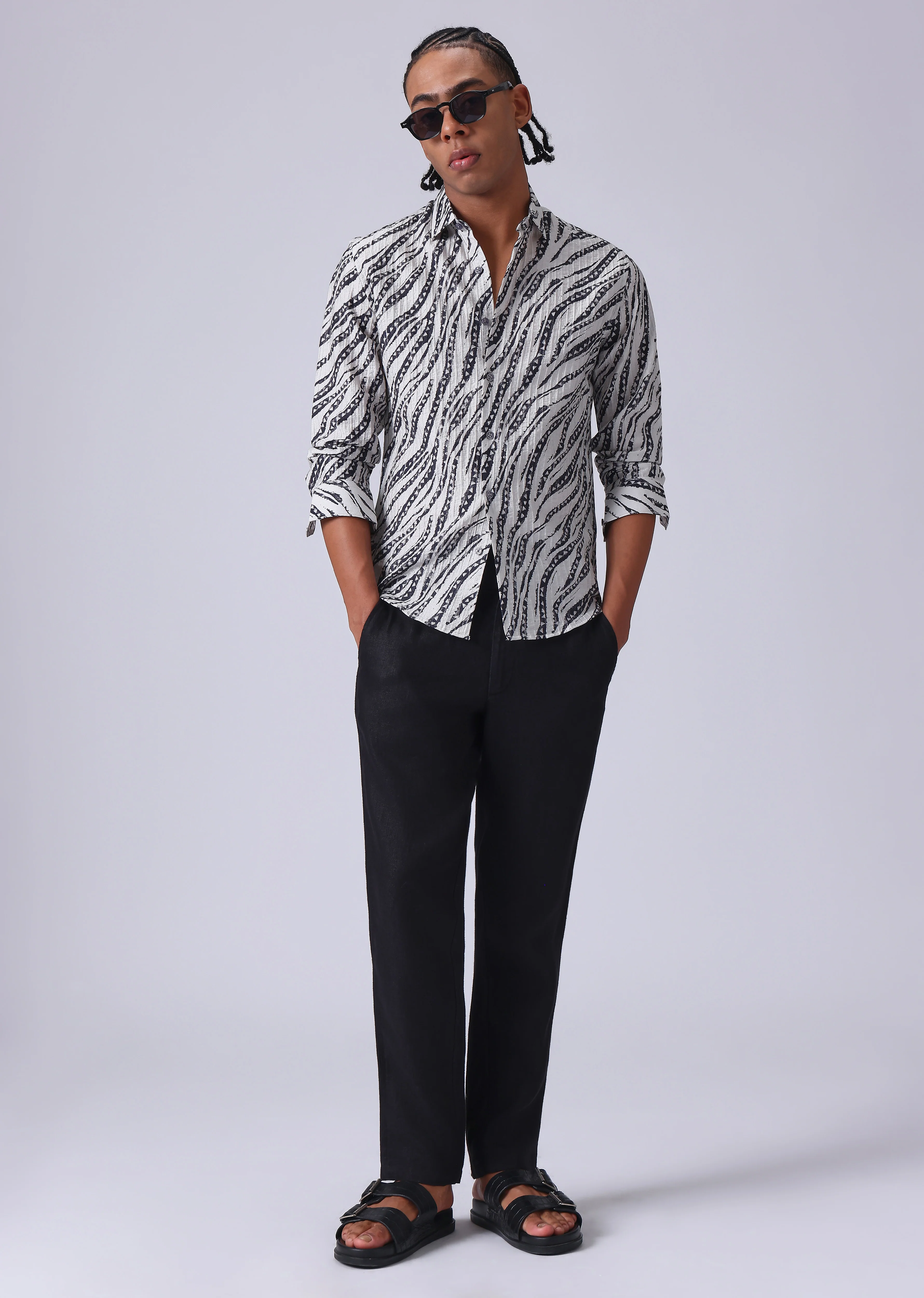 Geometric Fusion White Printed shirt - Image 6