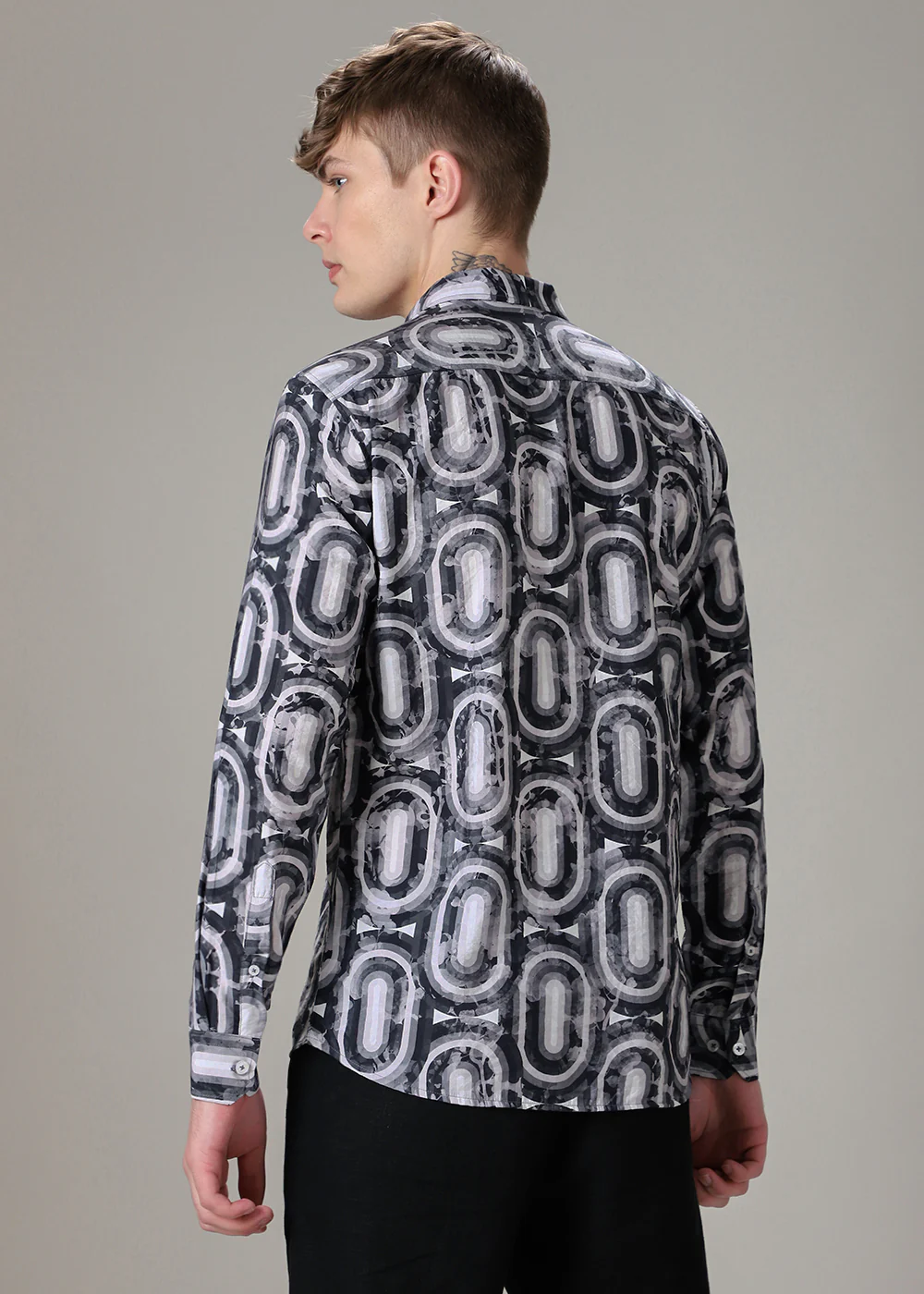 Geometric Plaid Pink Floral Print Shirt - Image 4
