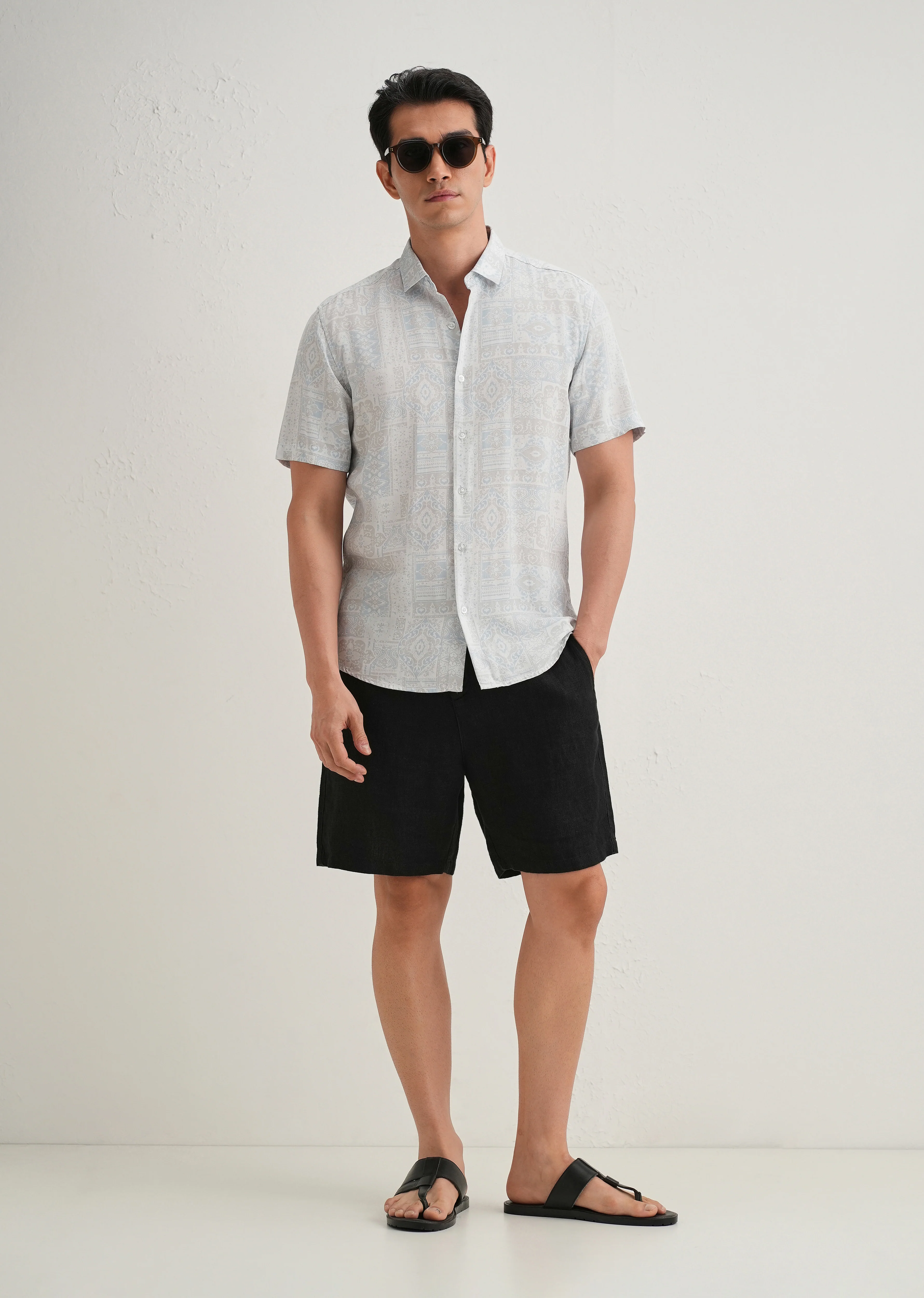 Geometric Print Blue Shirt - Image 6
